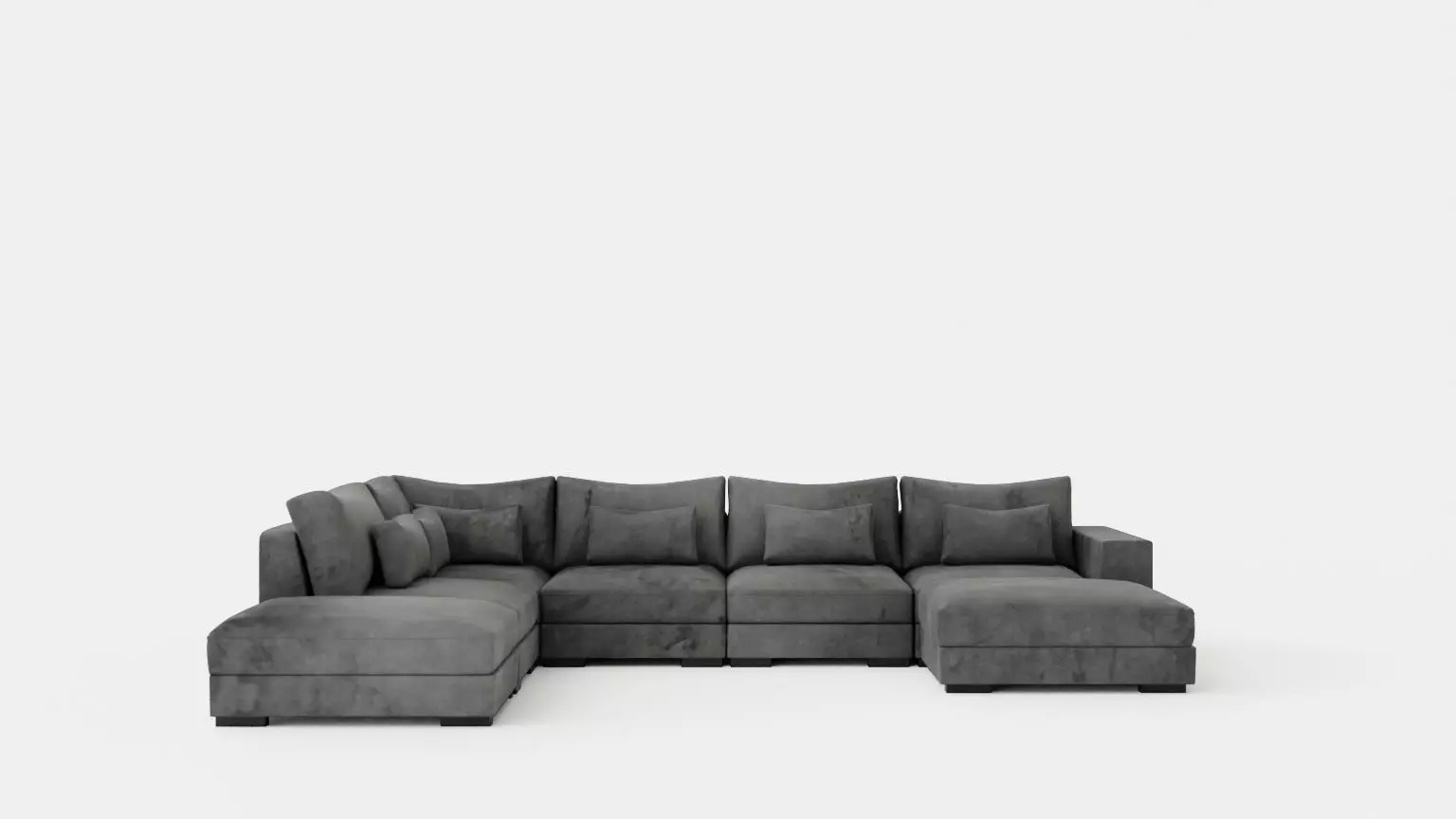 Dubai U Module Sofa With Divan Right Velvet Low-poly 3D model_0