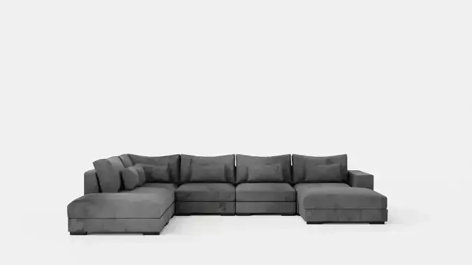 Dubai U Module Sofa With Divan Right Velvet