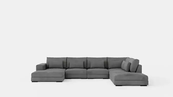 Dubai U Module Sofa With Divan Left Velvet Dark Gray