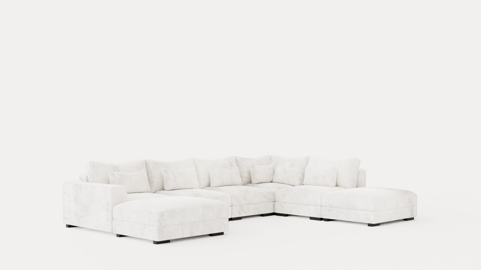 Dubai U Module Sofa With Divan Left Velvet Low-poly 3D model_1