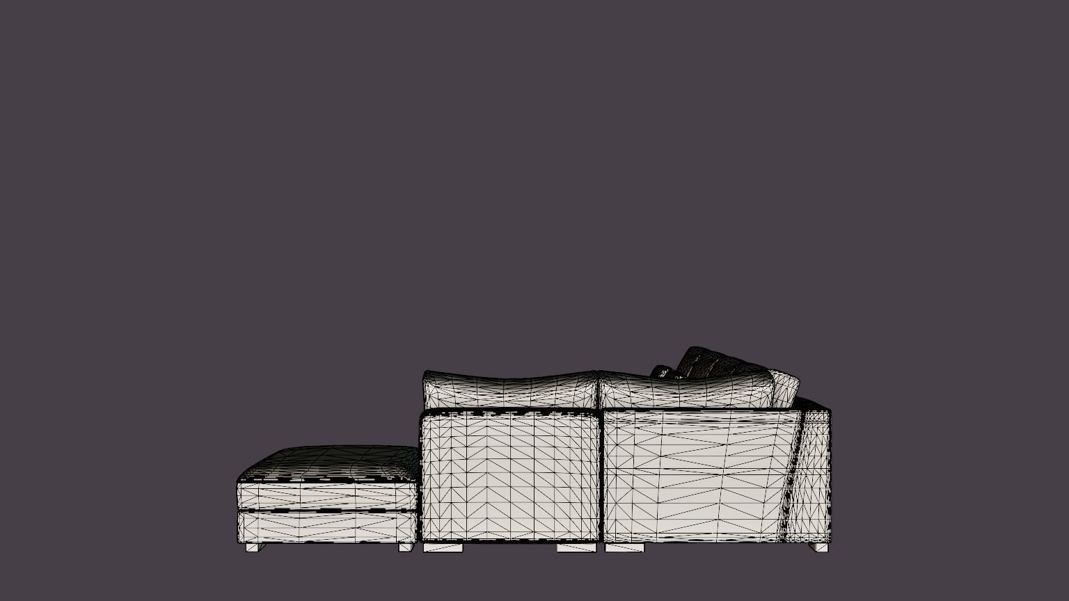 Dubai U Module Sofa With Divan Left Velvet Low-poly 3D model_7