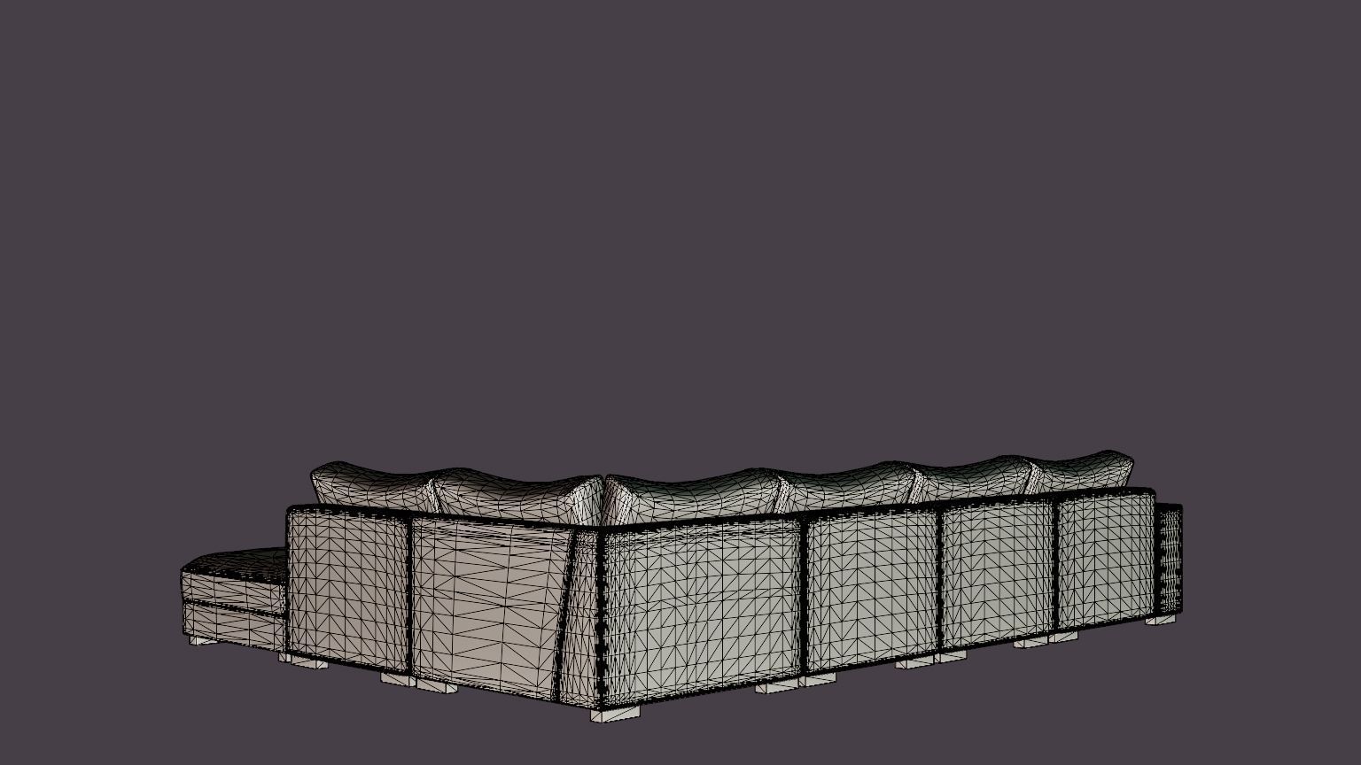 Dubai U Module Sofa With Divan Left Velvet Low-poly 3D model_6