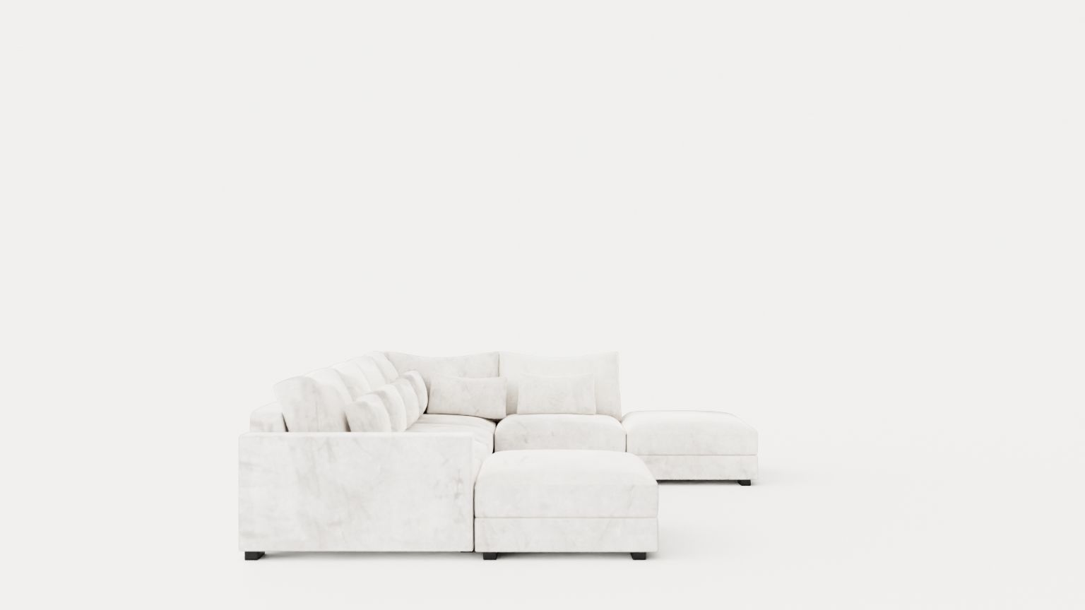 Dubai U Module Sofa With Divan Left Velvet Low-poly 3D model_2