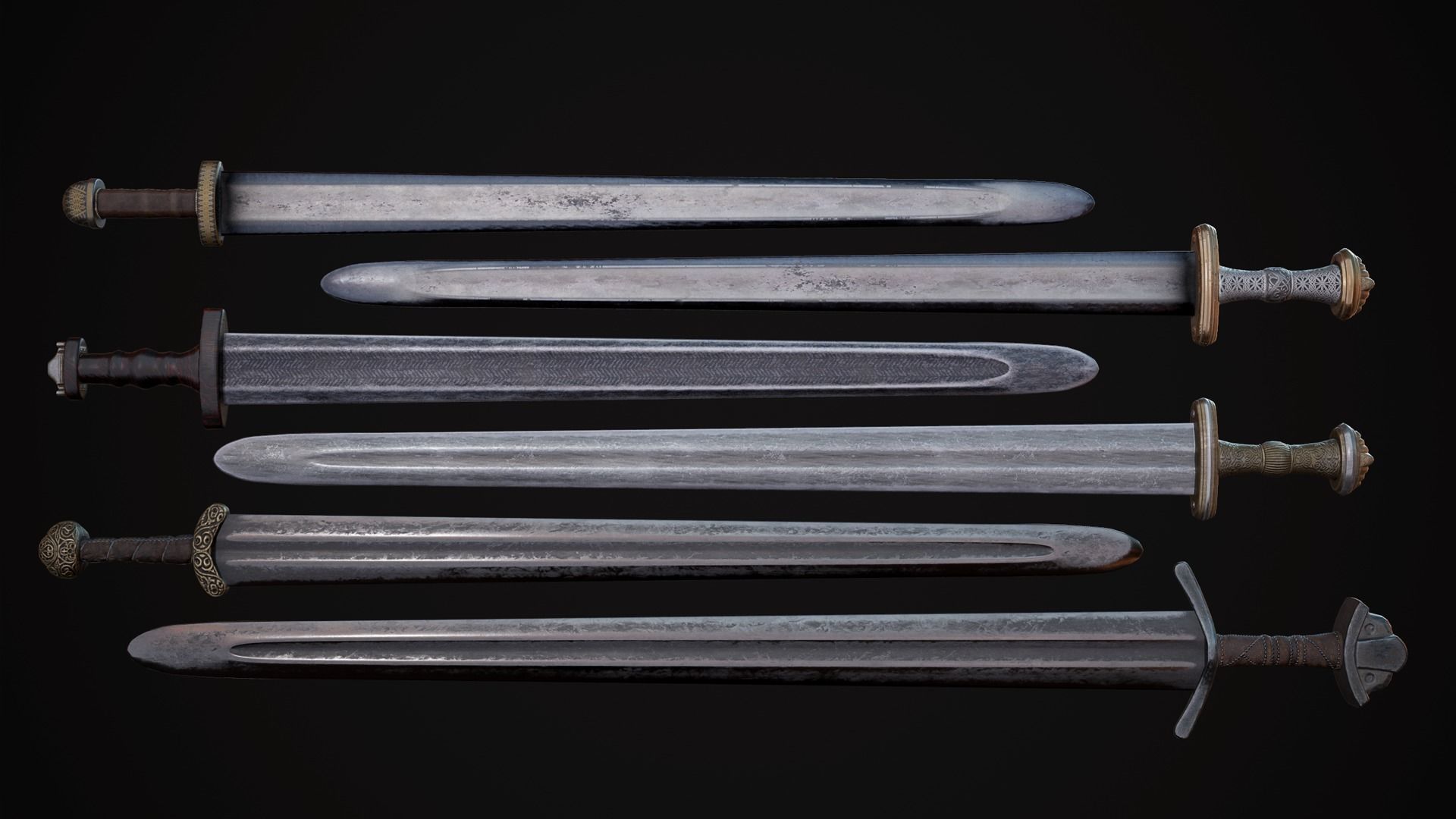 Medieval Weapon - Viking Swords Low-poly 3D model_7