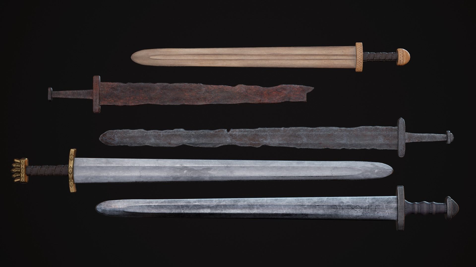 Medieval Weapon - Viking Swords Low-poly 3D model_8