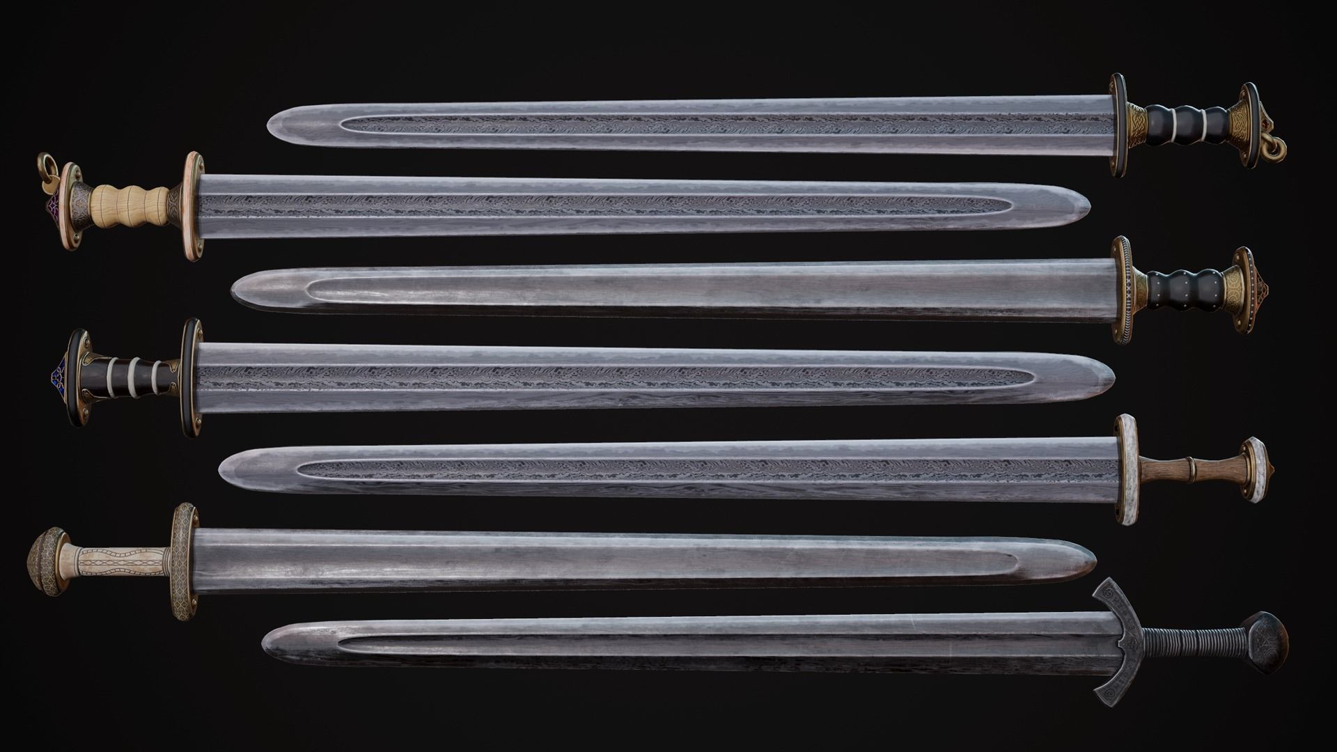 Medieval Weapon - Viking Swords Low-poly 3D model_6