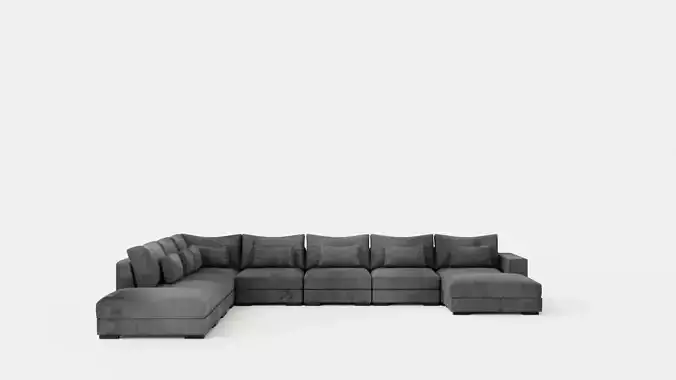 Dubai U Module Sofa Large With Divan Right Velvet