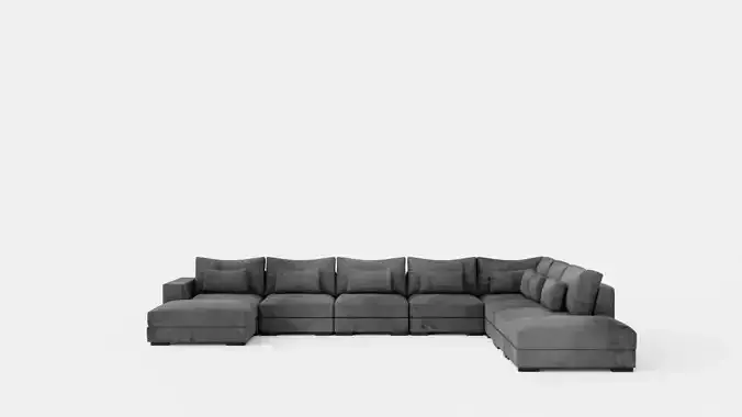 Dubai U Module Sofa Large With Divan Left Velvet