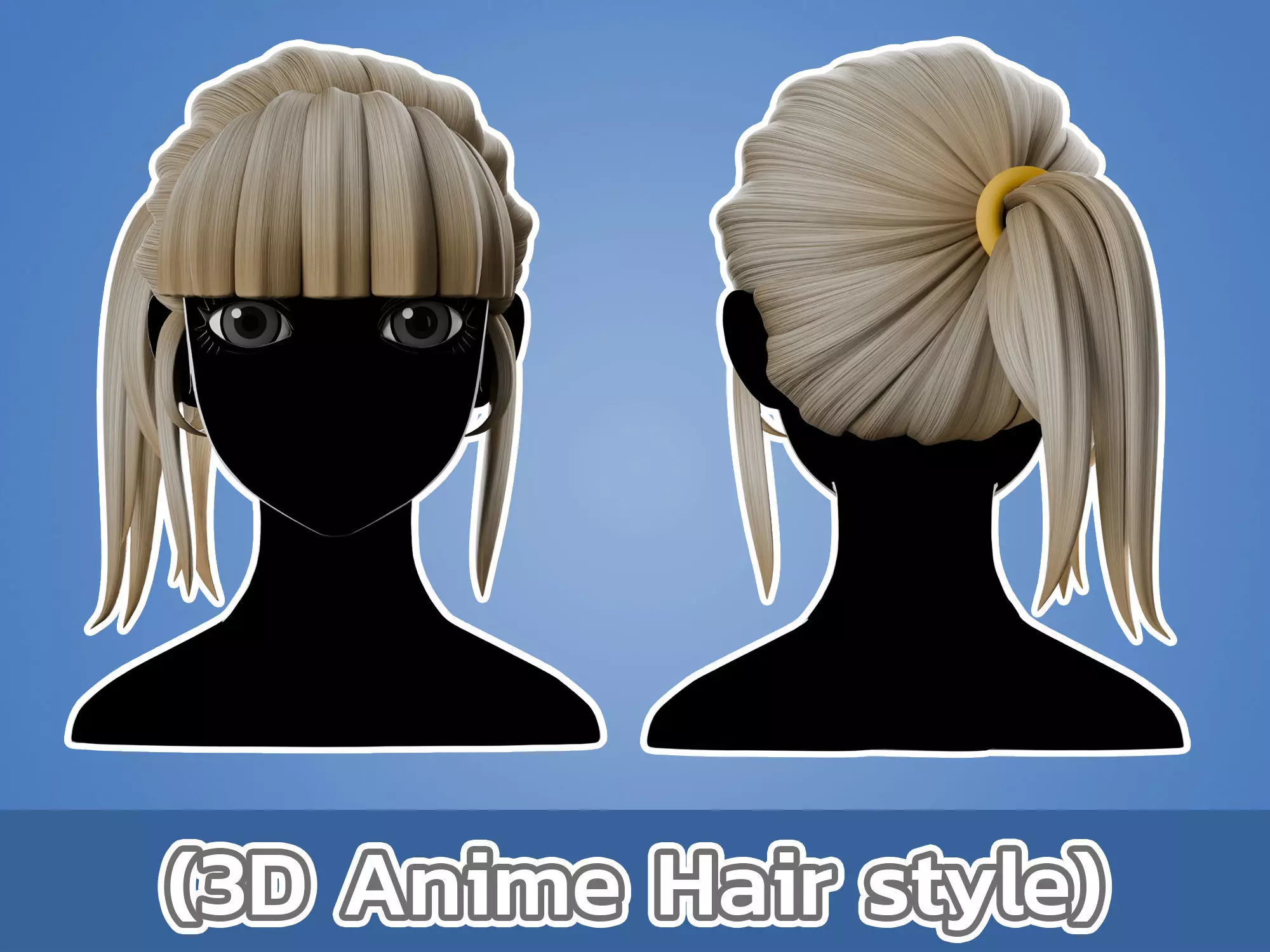 Anime hair style 22 Low-poly 3D model
