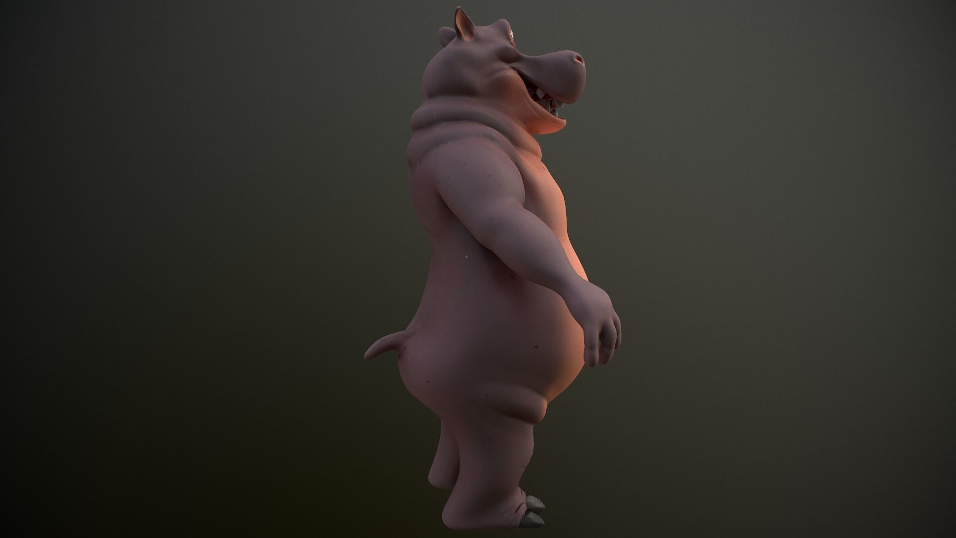 Cartoon Hippo Low-poly 3D model_15