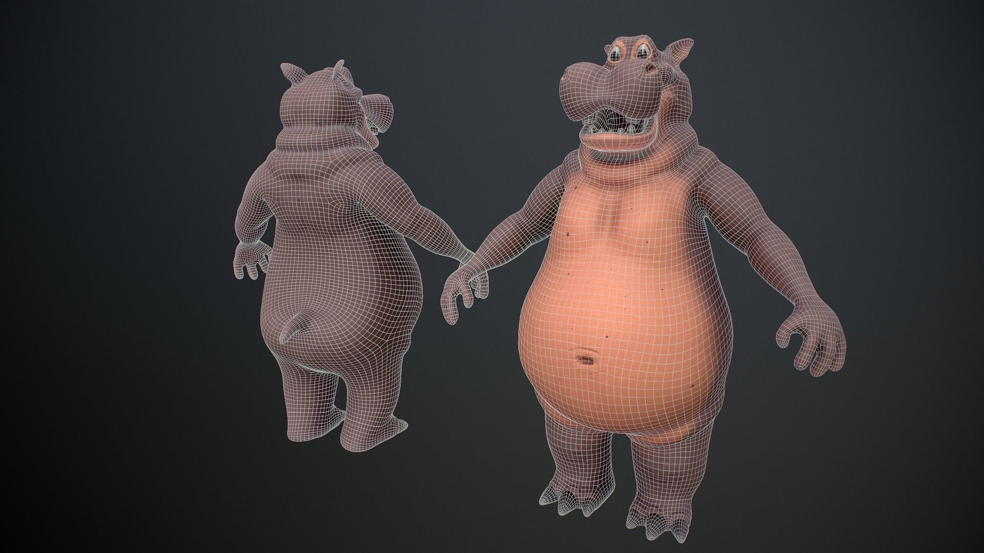 Cartoon Hippo Low-poly 3D model_27
