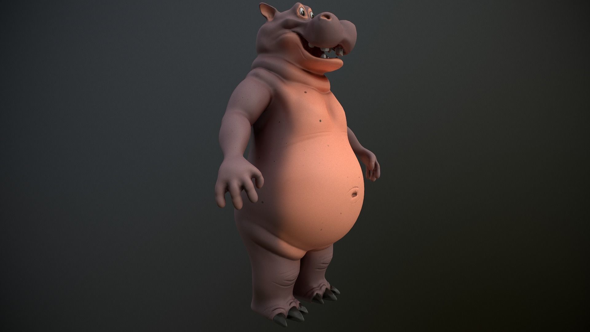 Cartoon Hippo Low-poly 3D model_16
