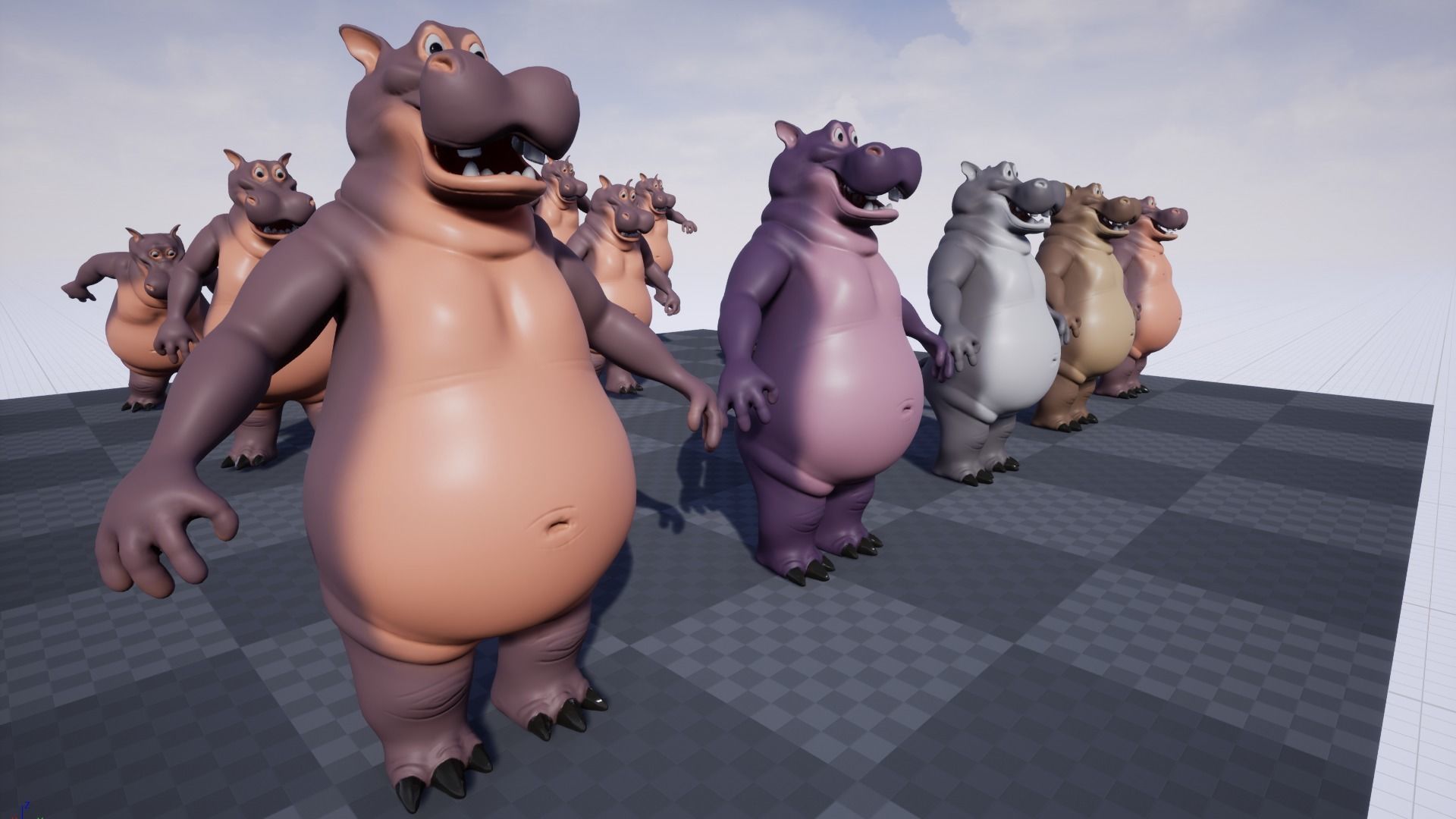 Cartoon Hippo Low-poly 3D model_24