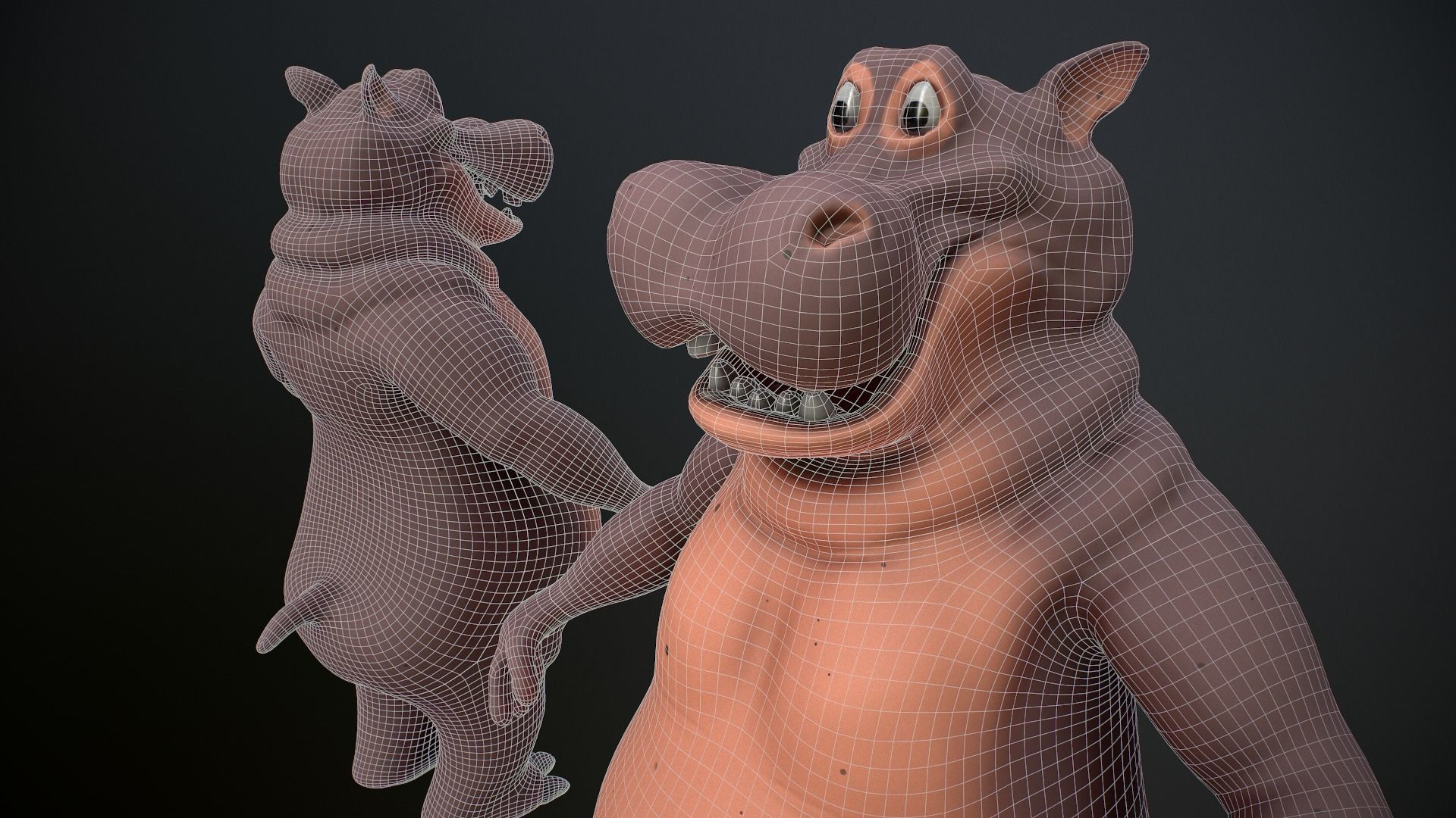 Cartoon Hippo Low-poly 3D model_28