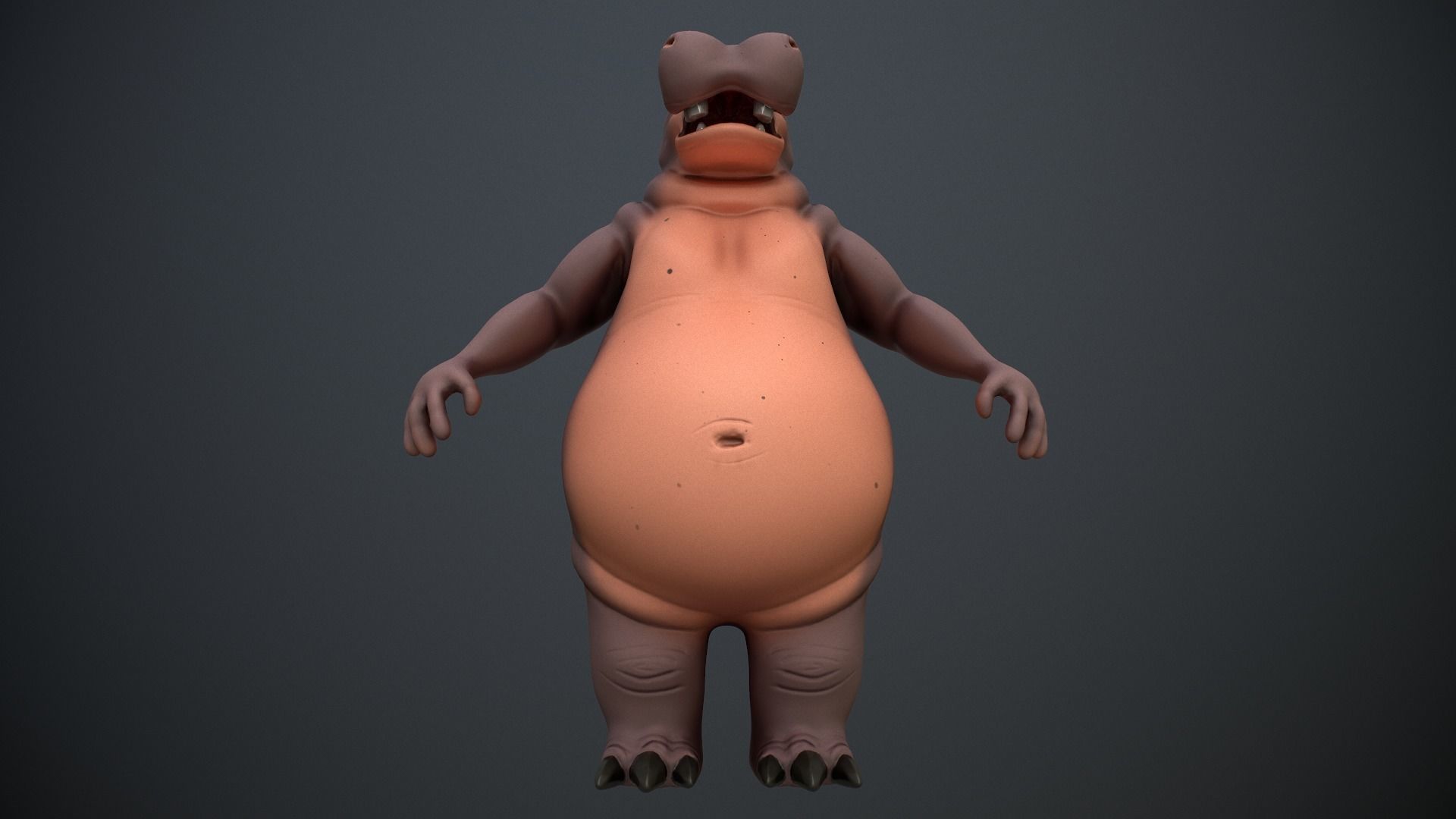Cartoon Hippo Low-poly 3D model_17