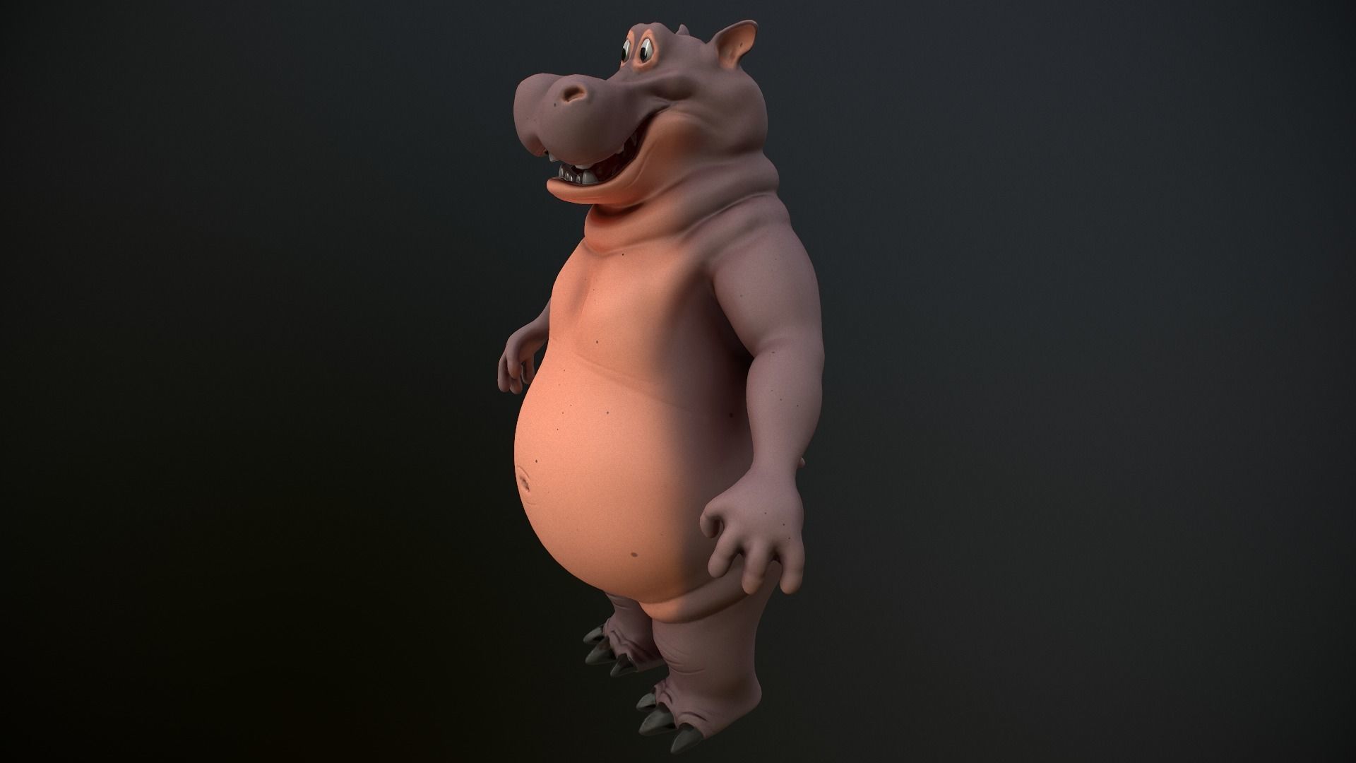 Cartoon Hippo Low-poly 3D model_10