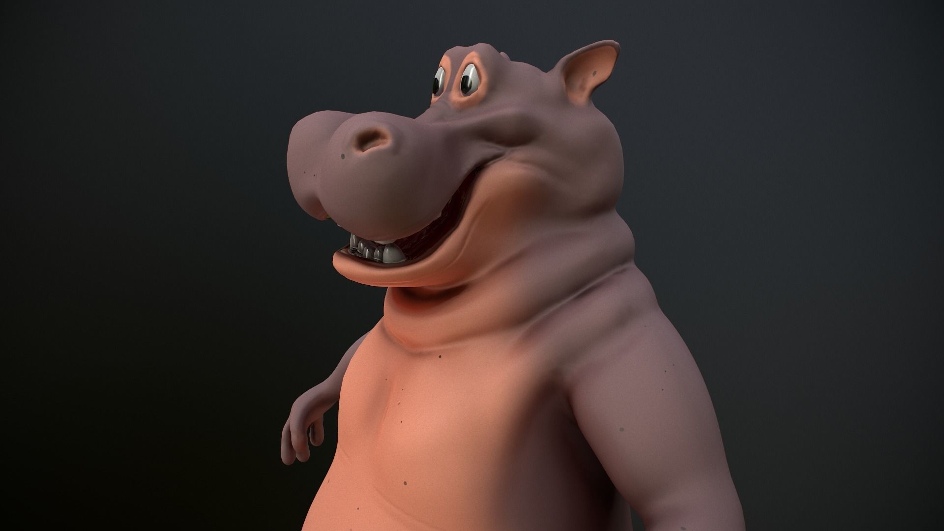 Cartoon Hippo Low-poly 3D model_19