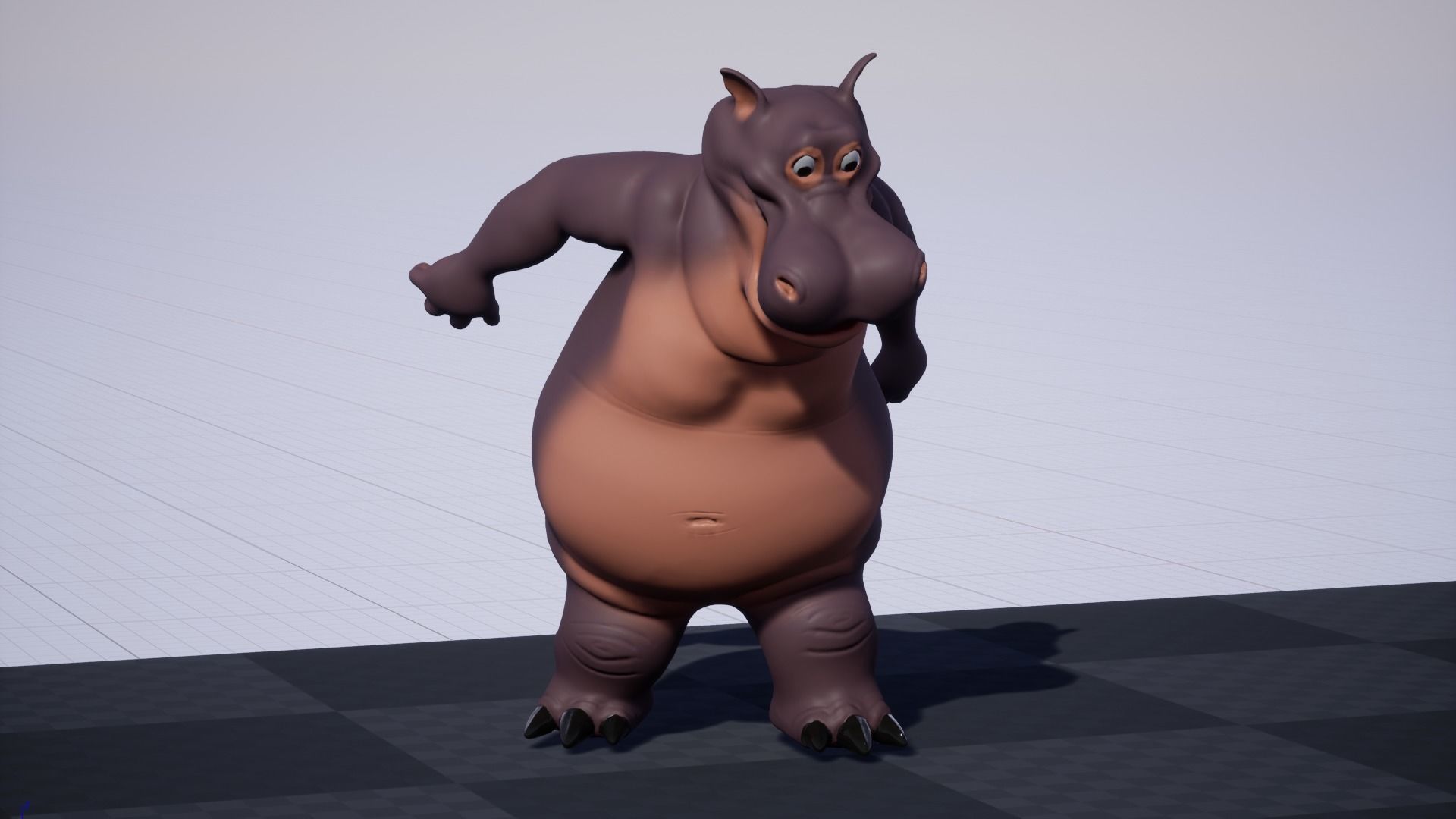 Cartoon Hippo Low-poly 3D model_22
