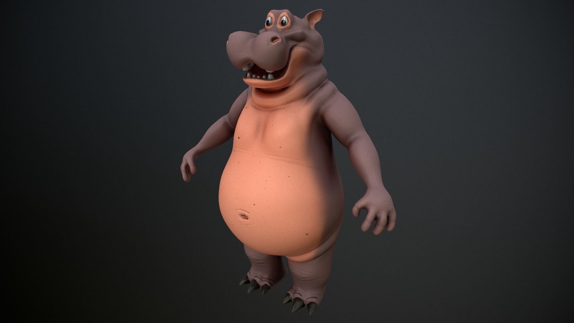 Cartoon Hippo Low-poly 3D model_9