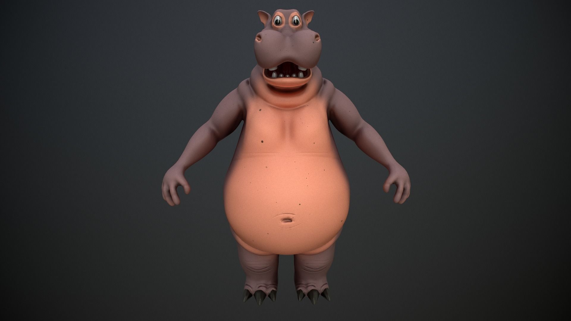 Cartoon Hippo Low-poly 3D model_8