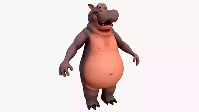 Cartoon Hippo Low-poly 3D model