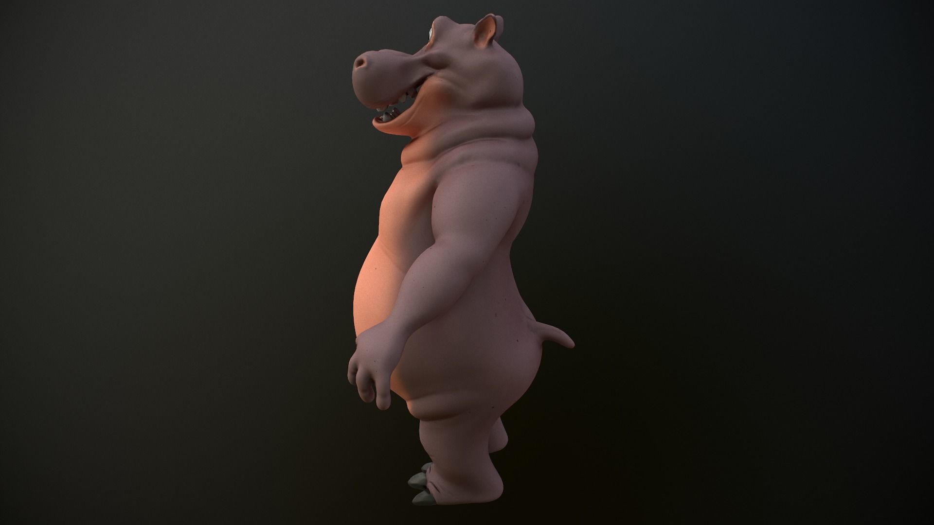 Cartoon Hippo Low-poly 3D model_11