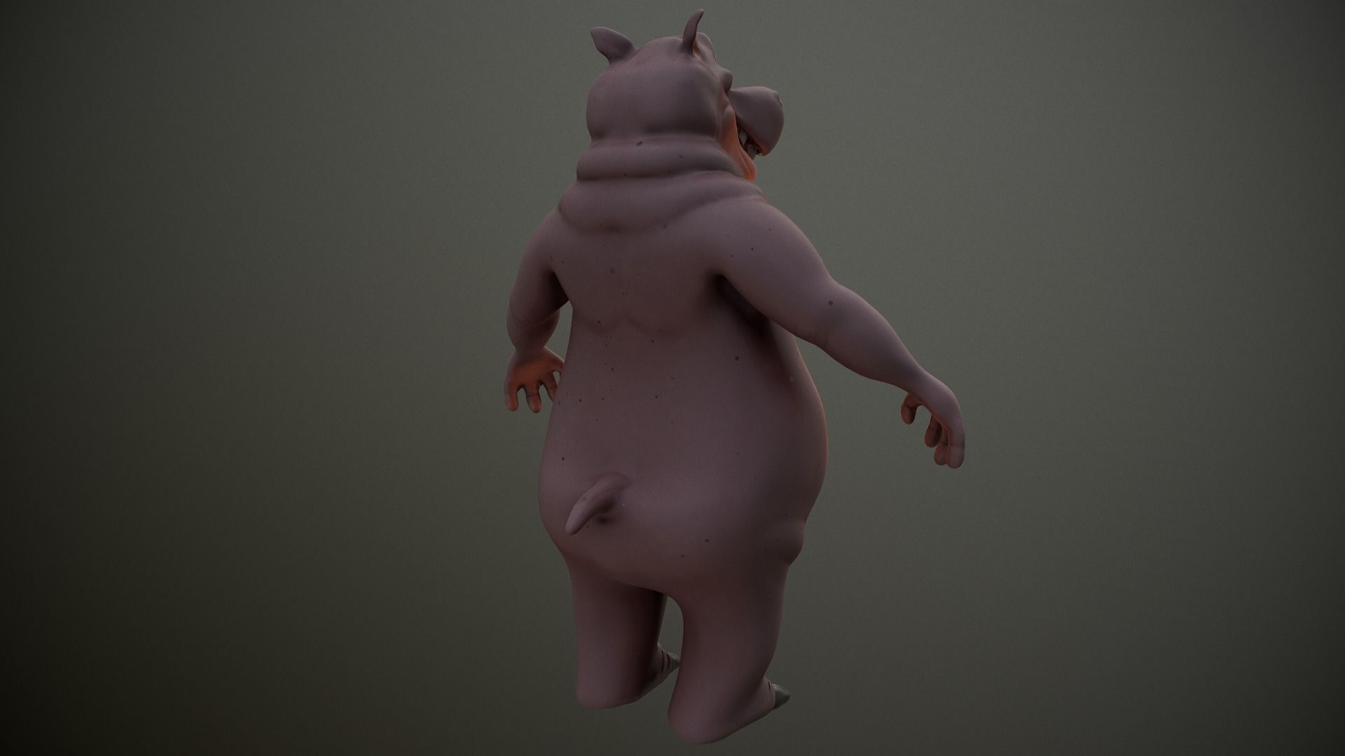 Cartoon Hippo Low-poly 3D model_14