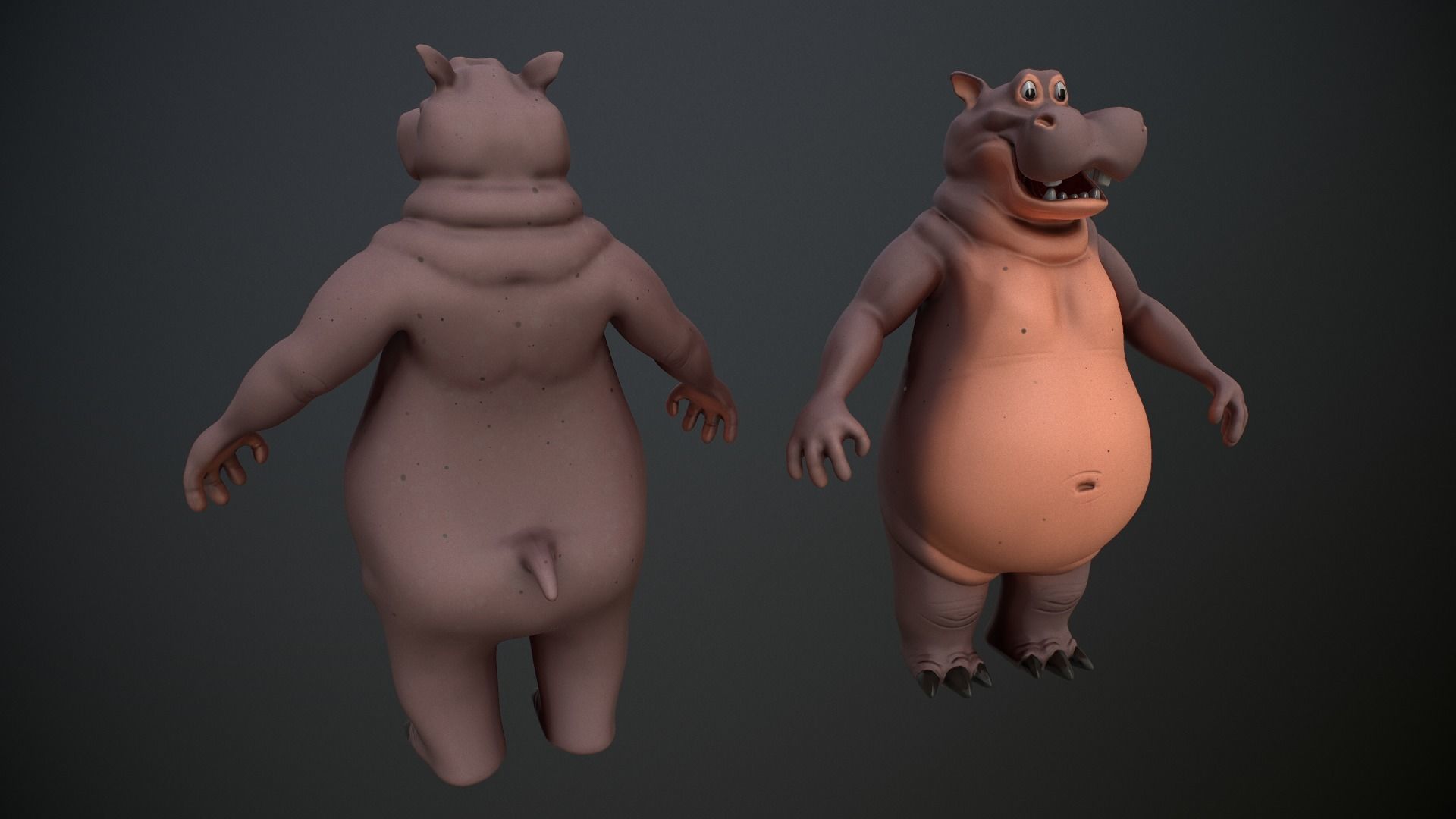 Cartoon Hippo Low-poly 3D model_20