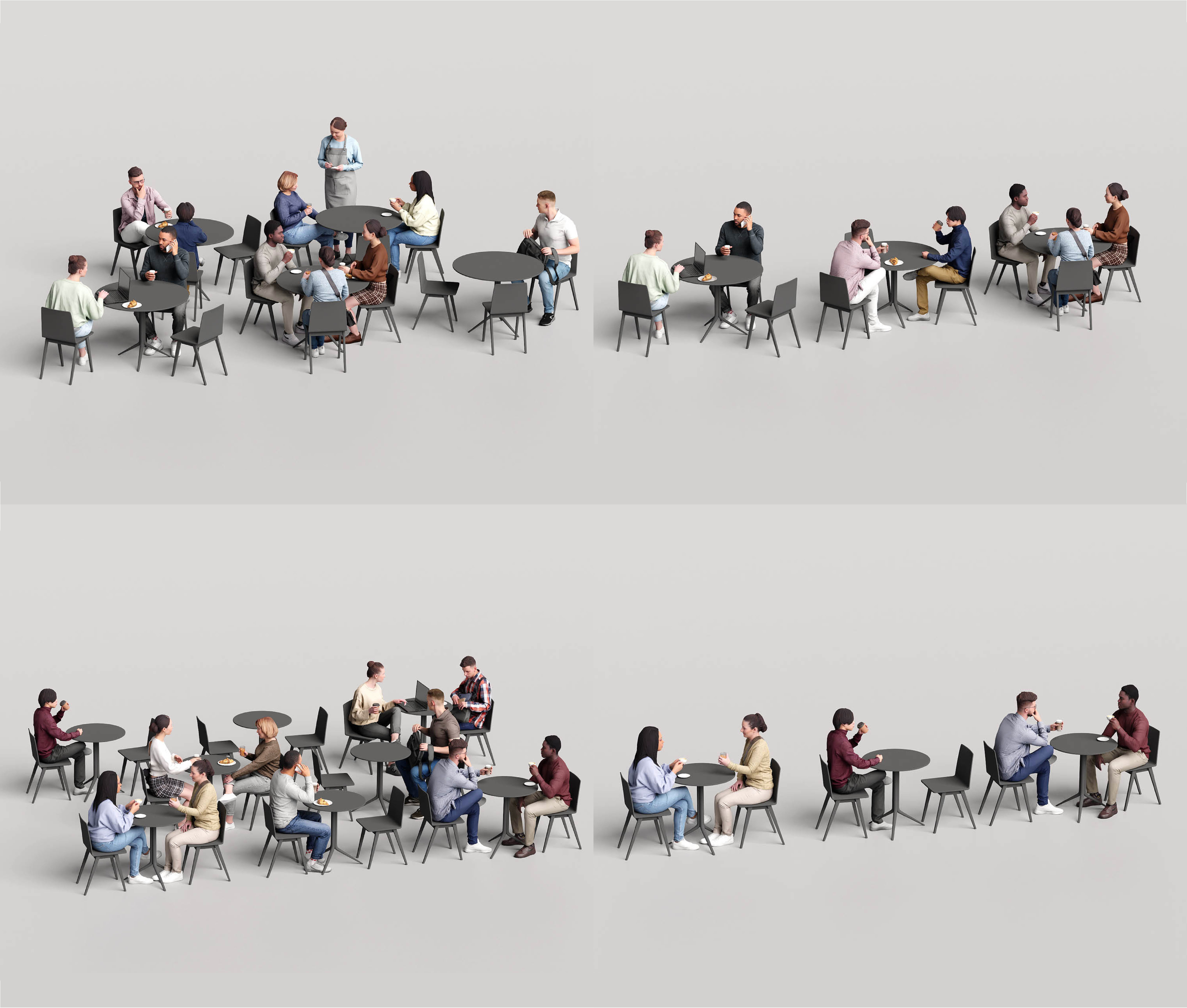 Humano Mega Bundle 03 STARTER - 90 POSED MODELS 3D Model Collection_21