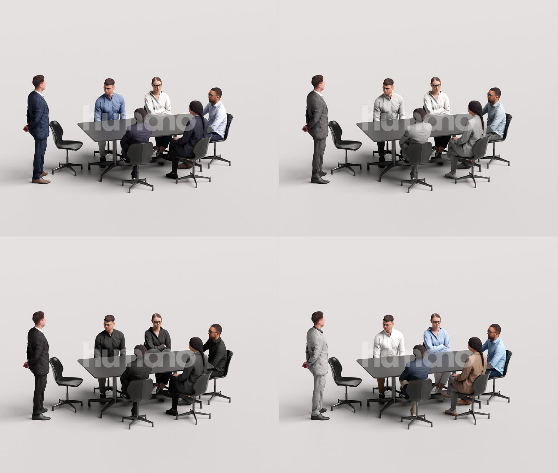 Humano Mega Bundle 03 STARTER - 90 POSED MODELS 3D Model Collection_25