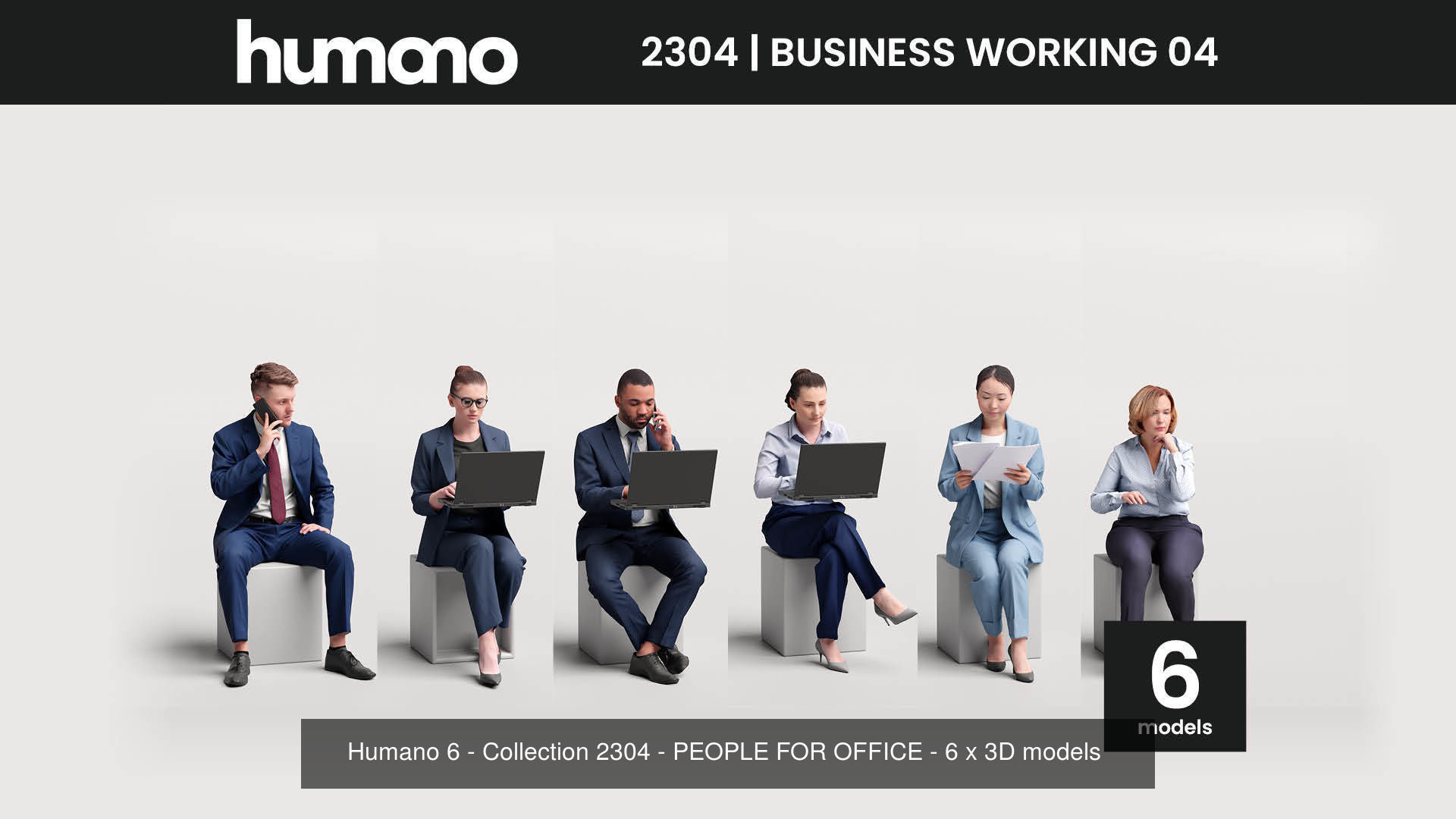 Humano Mega Bundle 03 STARTER - 90 POSED MODELS 3D Model Collection_8