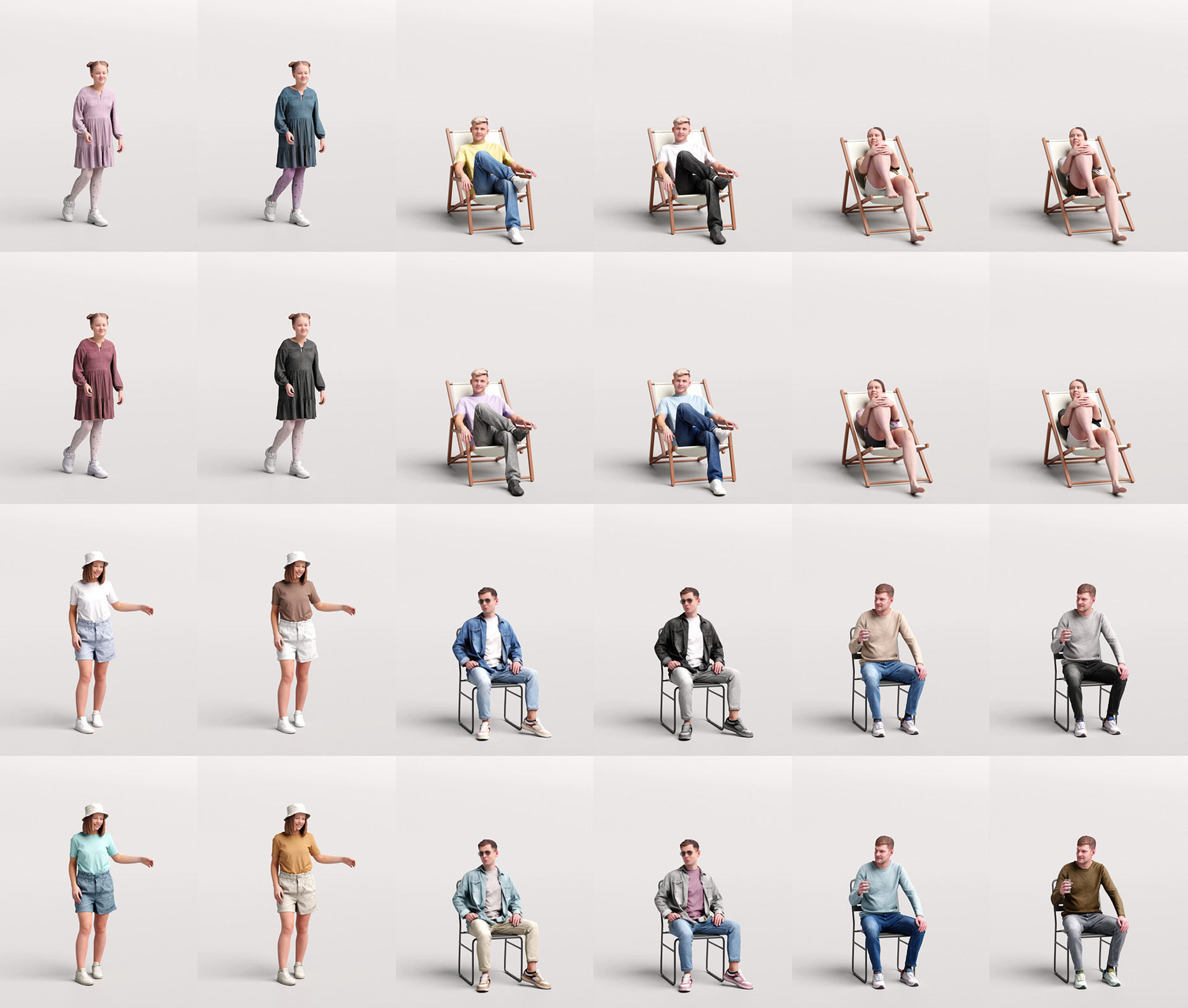 Humano Mega Bundle 03 STARTER - 90 POSED MODELS 3D Model Collection_17