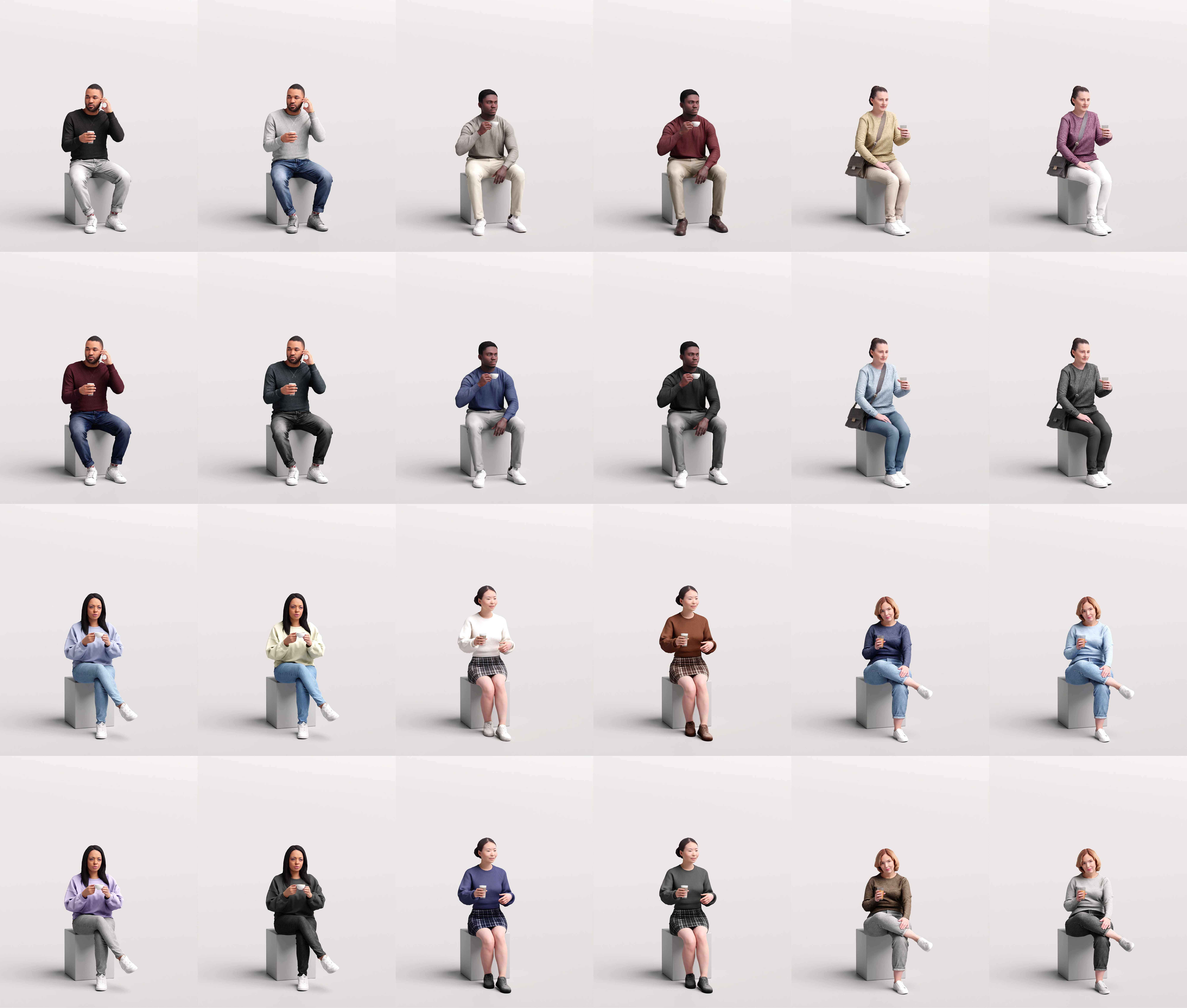 Humano Mega Bundle 03 STARTER - 90 POSED MODELS 3D Model Collection_18