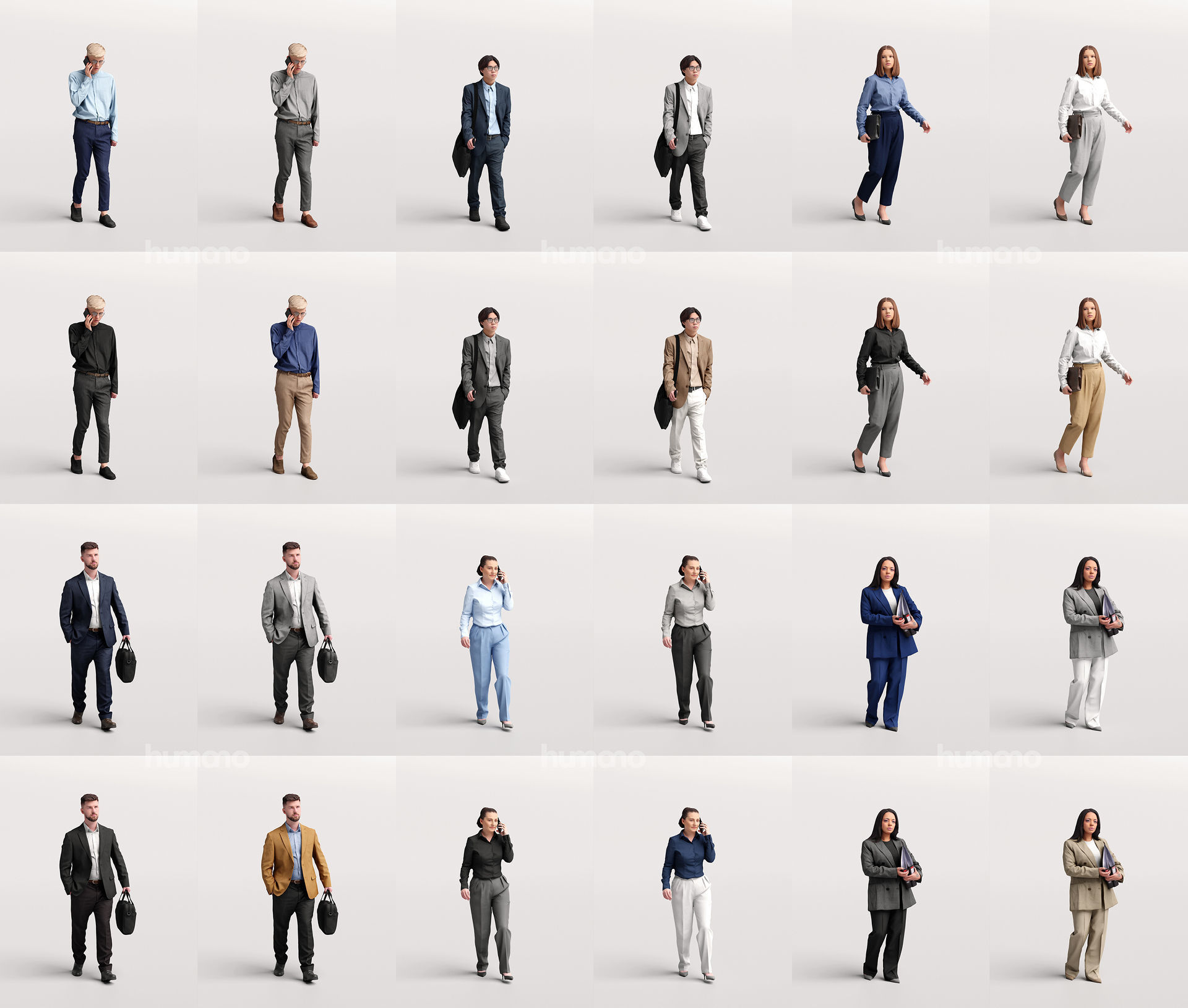 Humano Mega Bundle 03 STARTER - 90 POSED MODELS 3D Model Collection_22