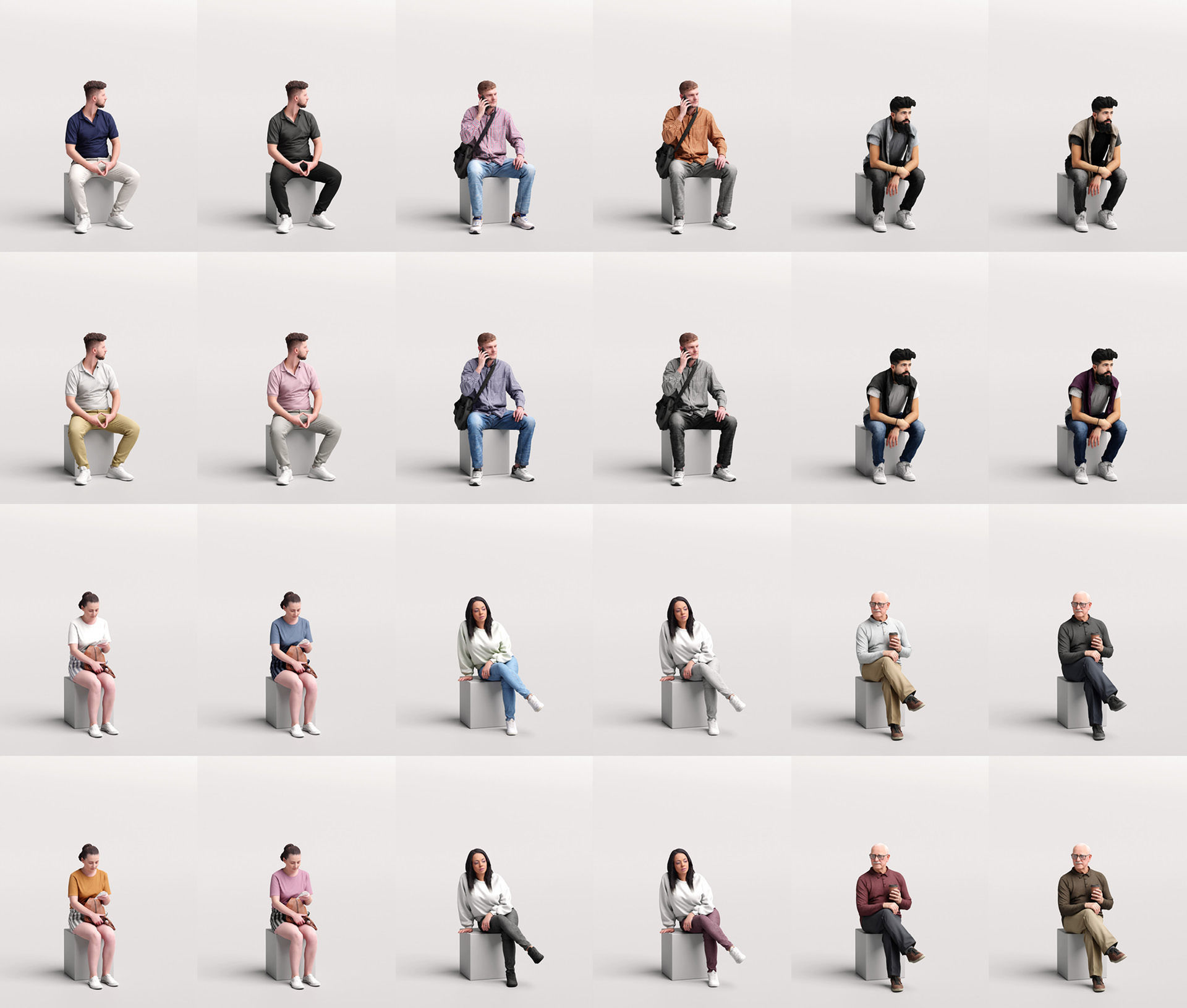 Humano Mega Bundle 03 STARTER - 90 POSED MODELS 3D Model Collection_15