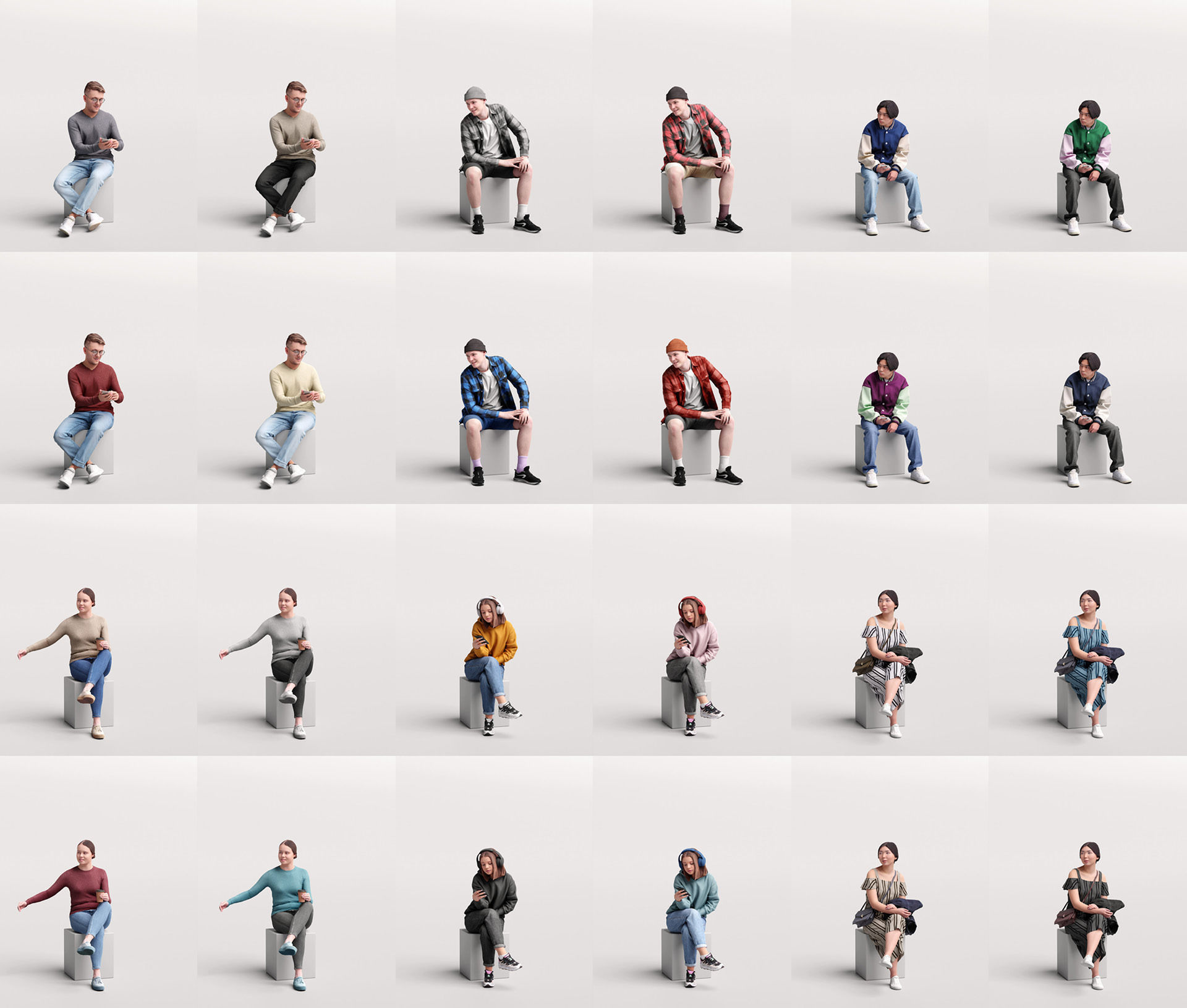 Humano Mega Bundle 03 STARTER - 90 POSED MODELS 3D Model Collection_14