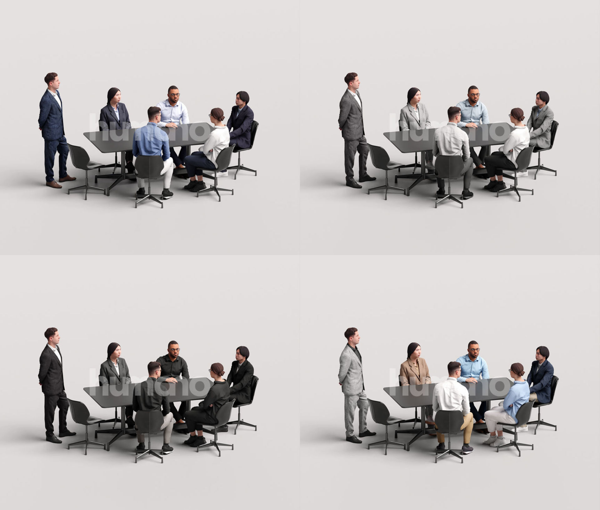 Humano Mega Bundle 03 STARTER - 90 POSED MODELS 3D Model Collection_26