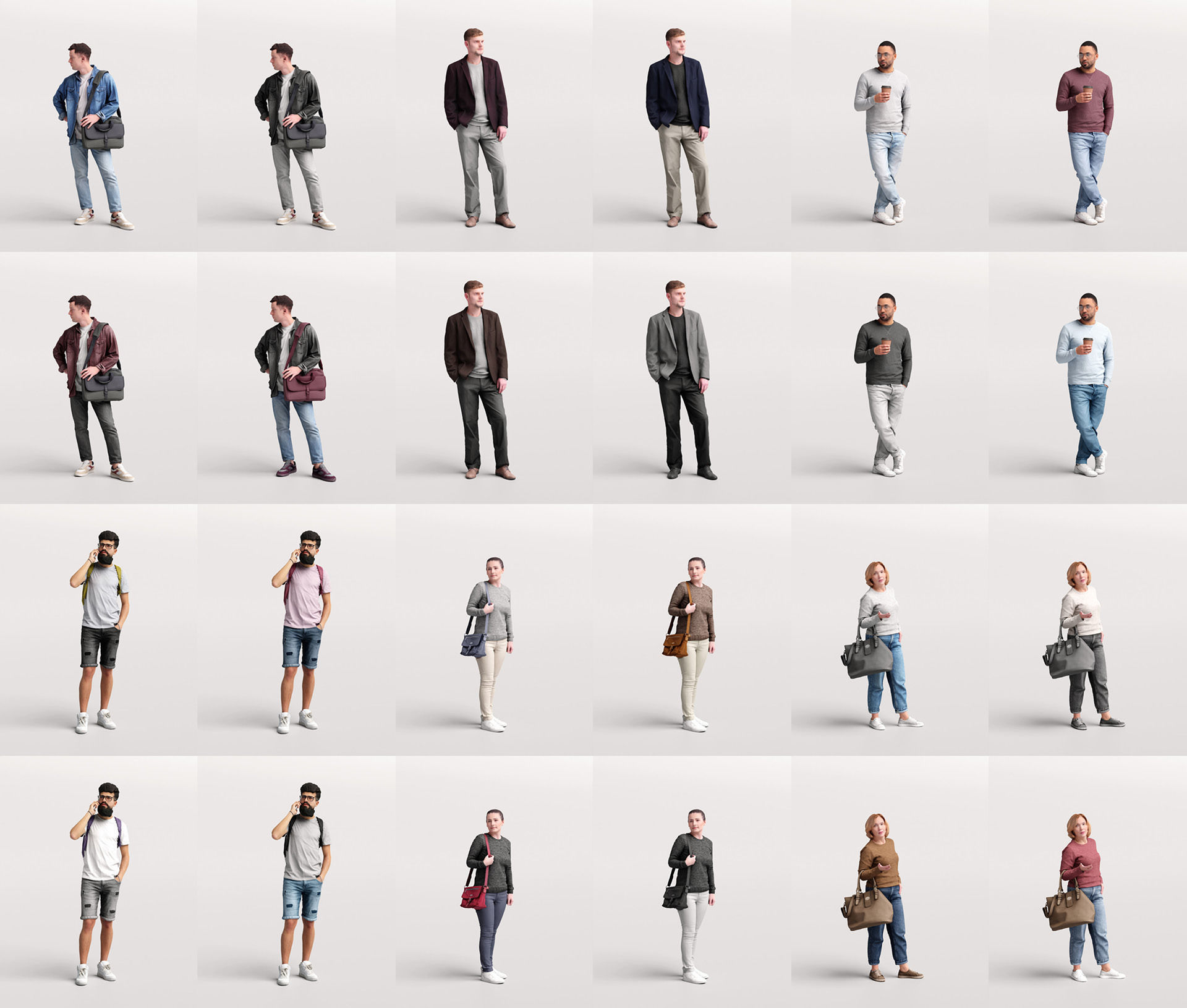 Humano Mega Bundle 03 STARTER - 90 POSED MODELS 3D Model Collection_13