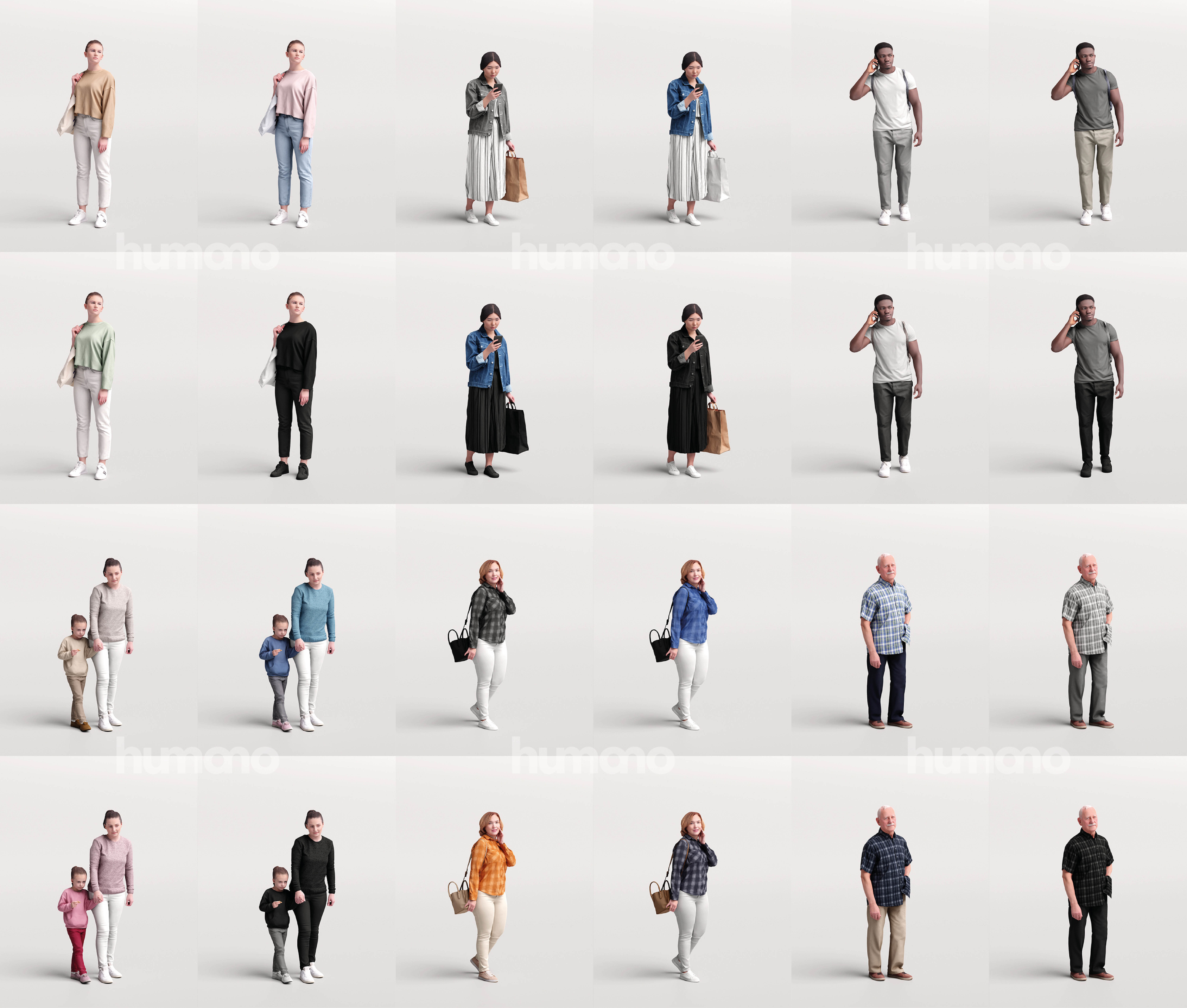 Humano Mega Bundle 03 STARTER - 90 POSED MODELS 3D Model Collection_29