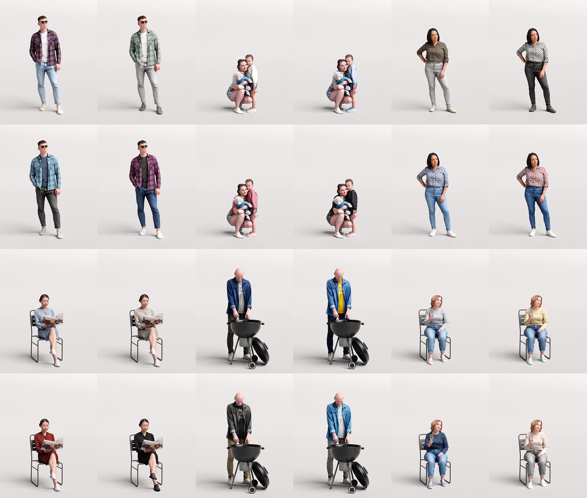 Humano Mega Bundle 03 STARTER - 90 POSED MODELS 3D Model Collection_16