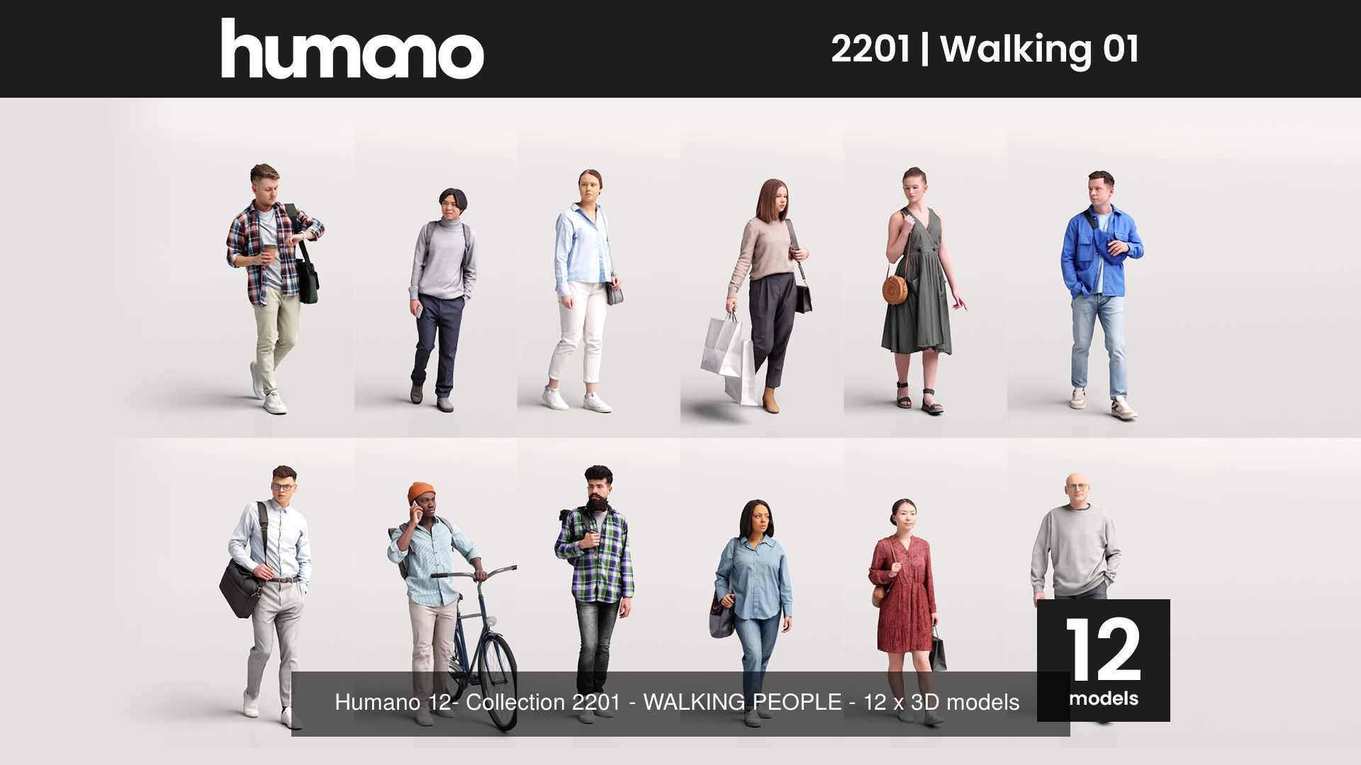 Humano Mega Bundle 03 STARTER - 90 POSED MODELS 3D Model Collection_1