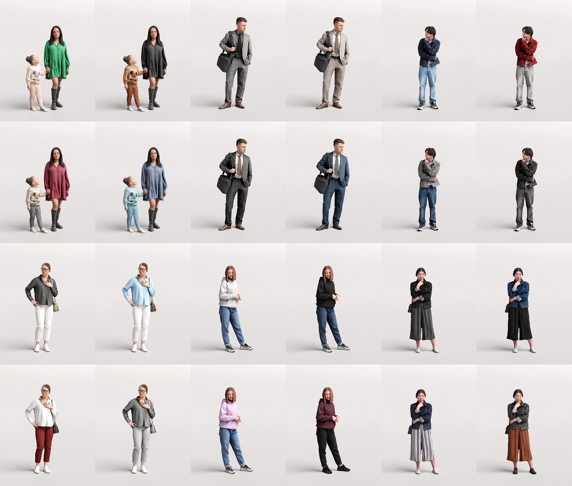 Humano Mega Bundle 03 STARTER - 90 POSED MODELS 3D Model Collection_12