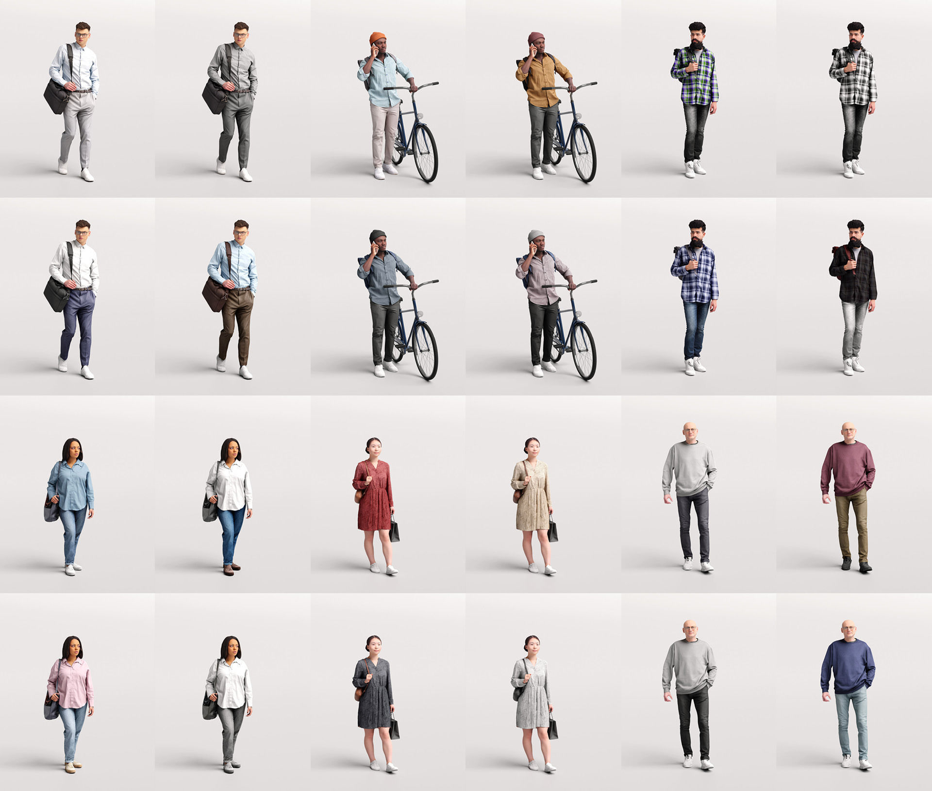 Humano Mega Bundle 03 STARTER - 90 POSED MODELS 3D Model Collection_10