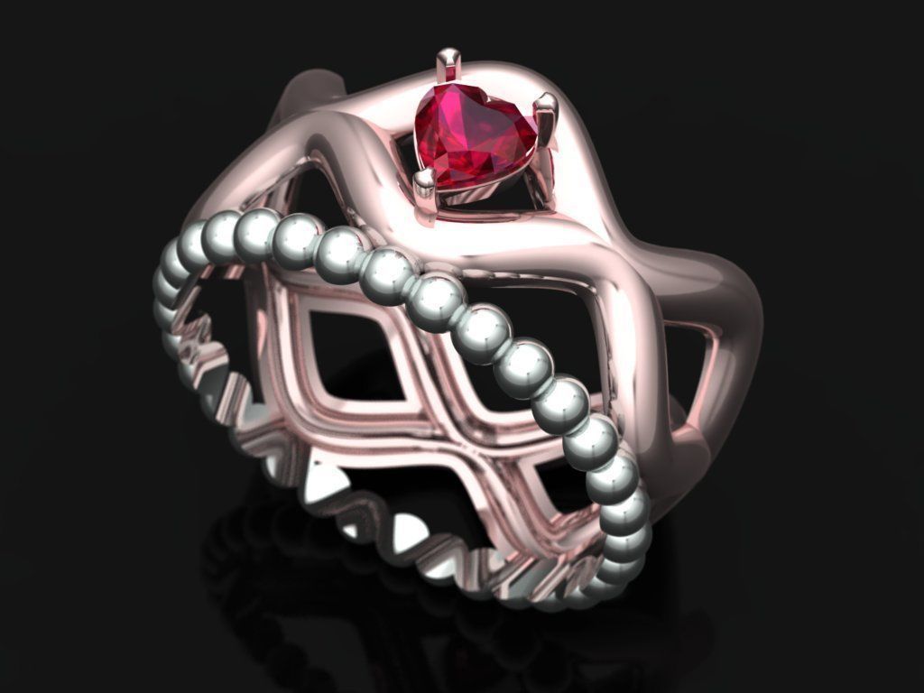 HeartRing54 Free 3D print model_3