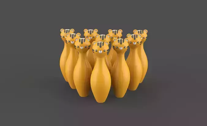 Cartoon Tiger Bowling And Ball Bowling