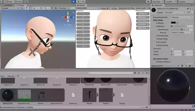 Glasses Unity Prefab Zepeto 3D Item Low-poly 3D model G17