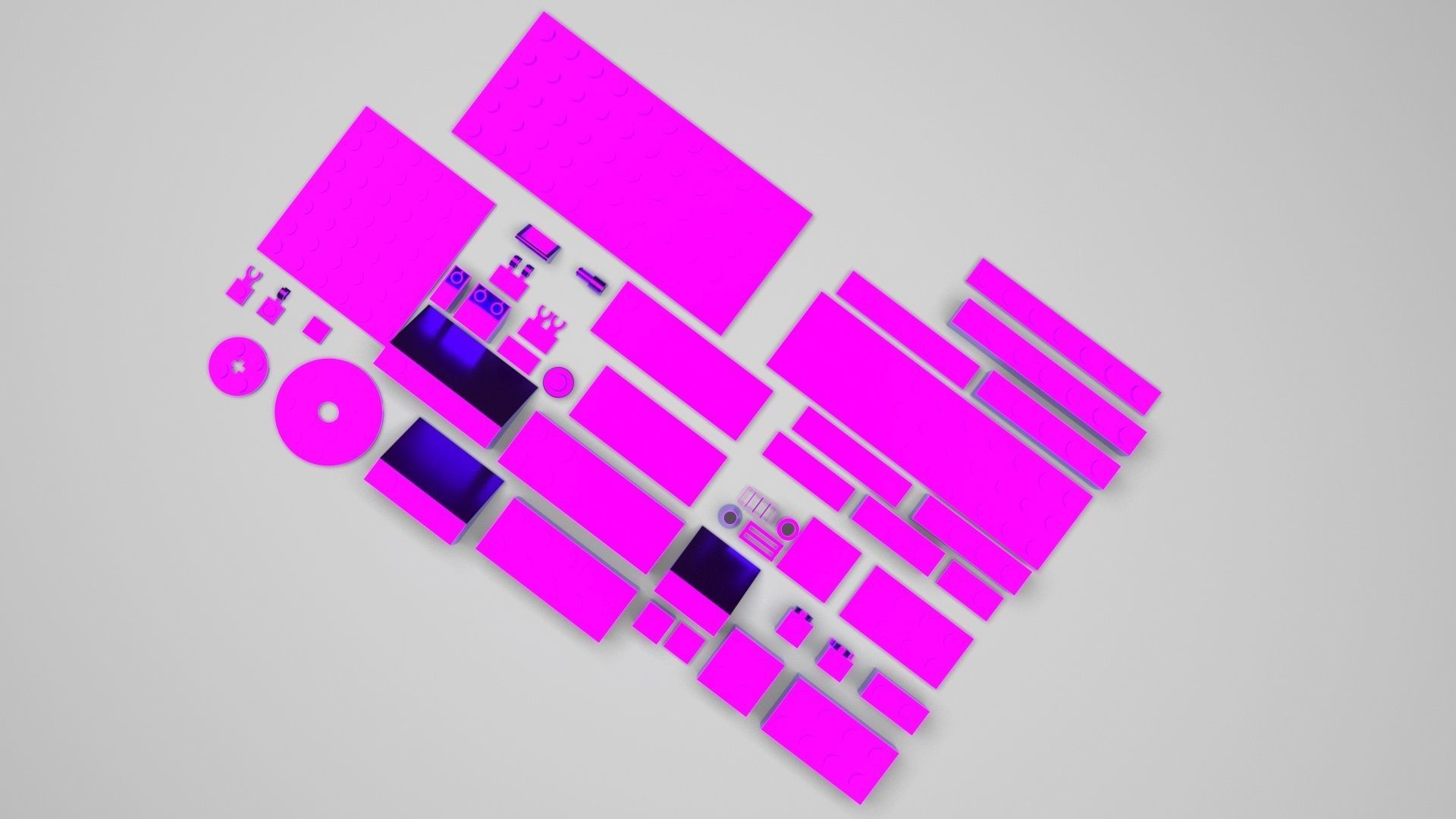 Purple Metallic Lego Bricks Set 3D model_3