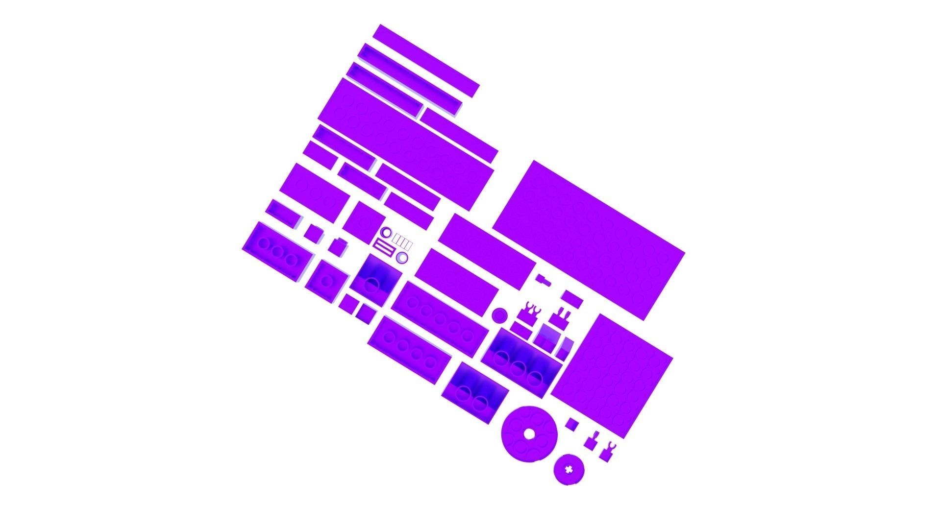 Purple Metallic Lego Bricks Set 3D model_15