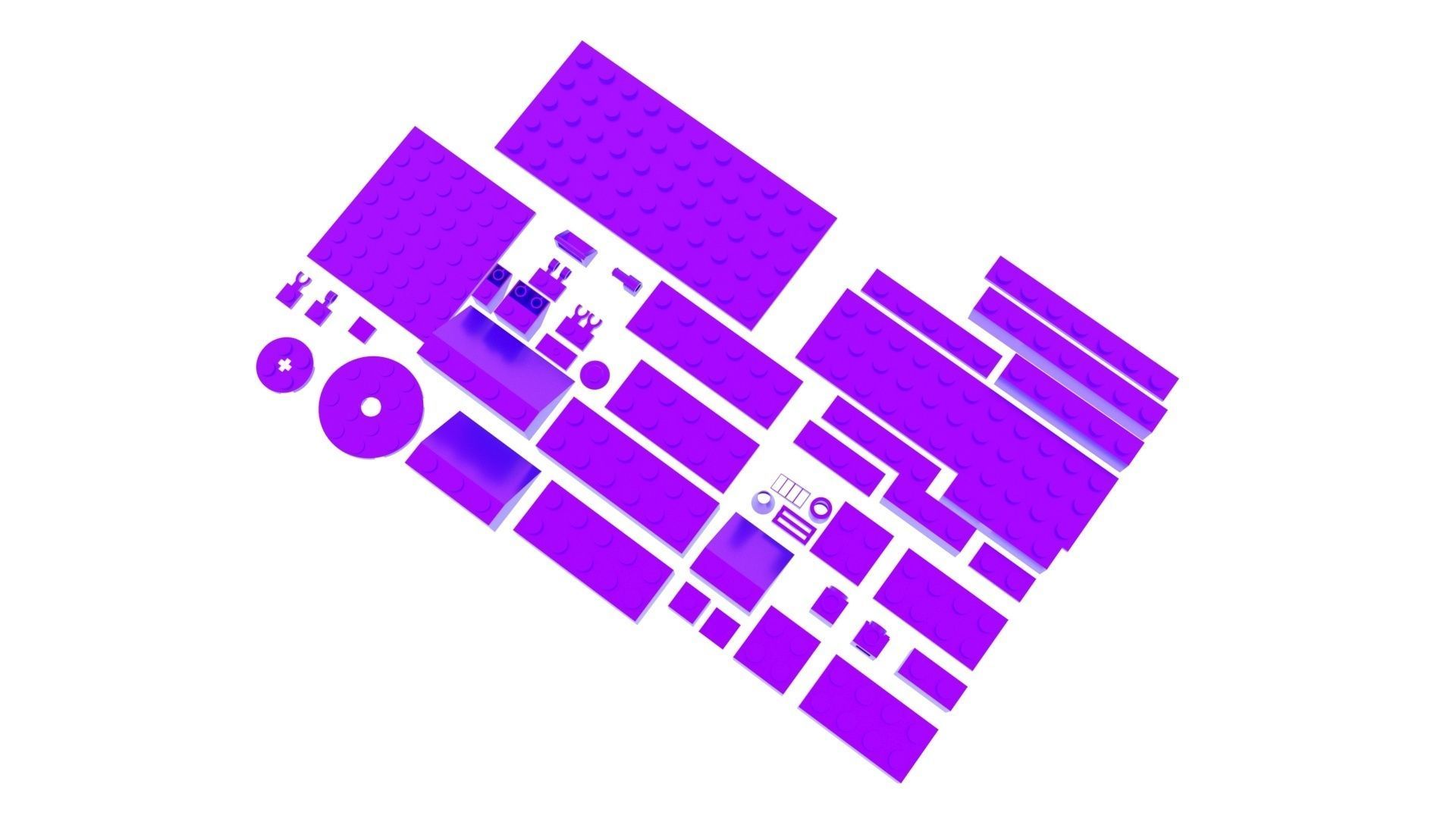 Purple Metallic Lego Bricks Set 3D model_14