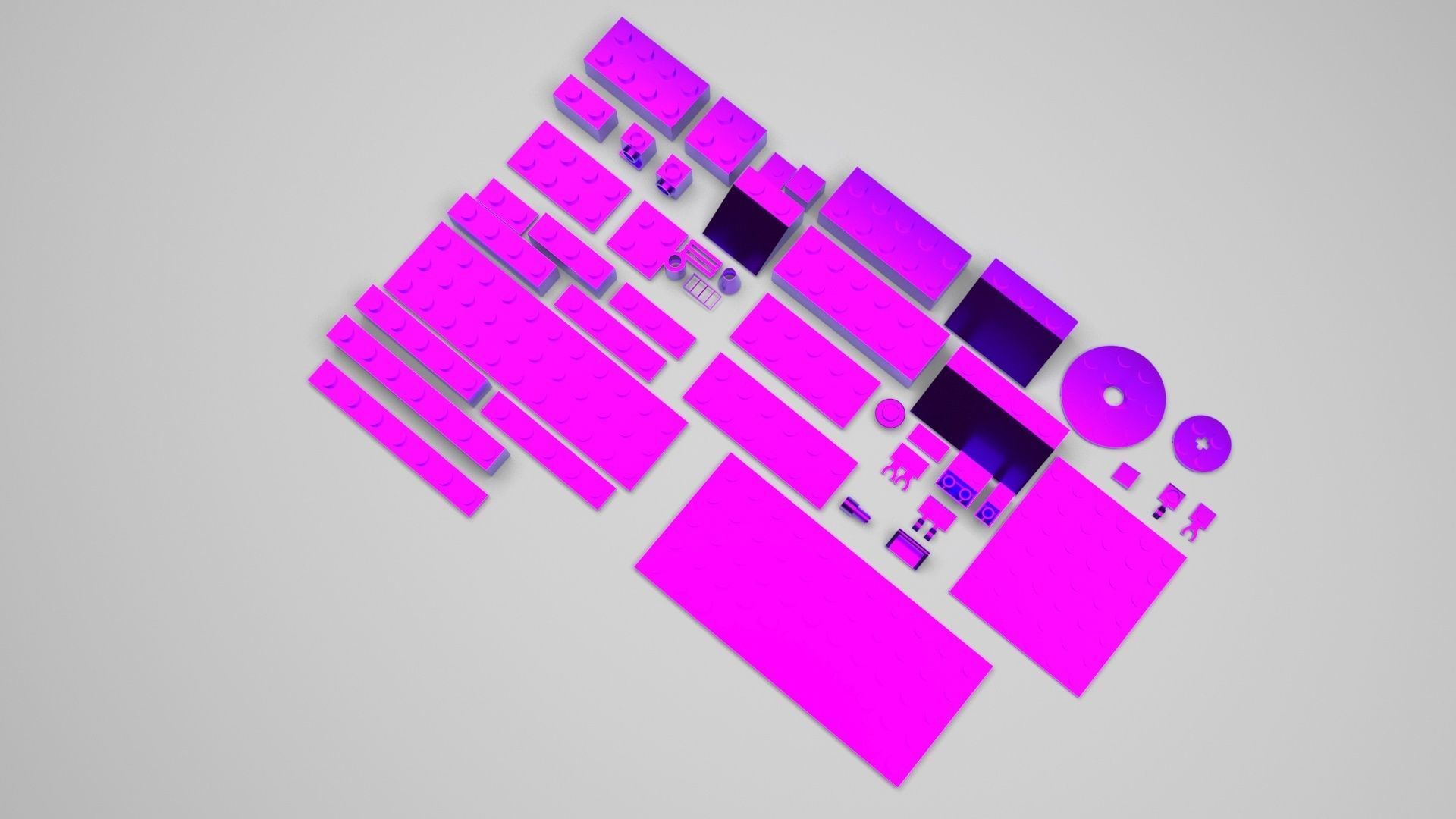 Purple Metallic Lego Bricks Set 3D model_1